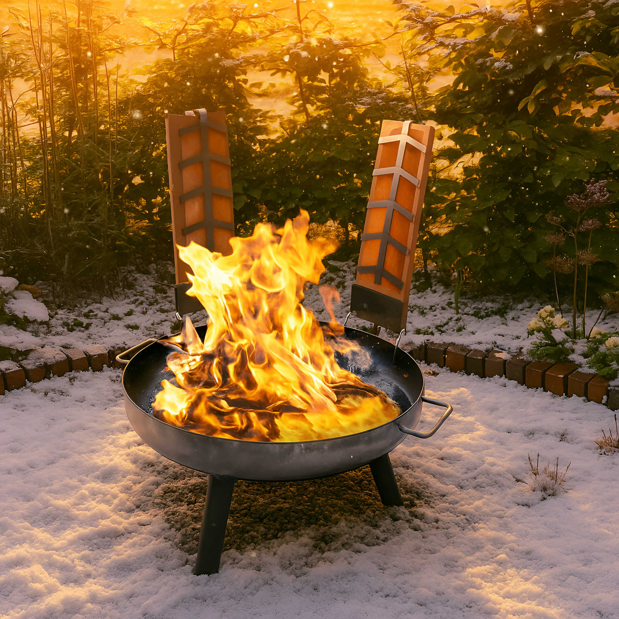 Feuerschale Grill Set 6 in 1 mit Schwenkgrill Feuerzangenbowle Grillrost & Emailletopf