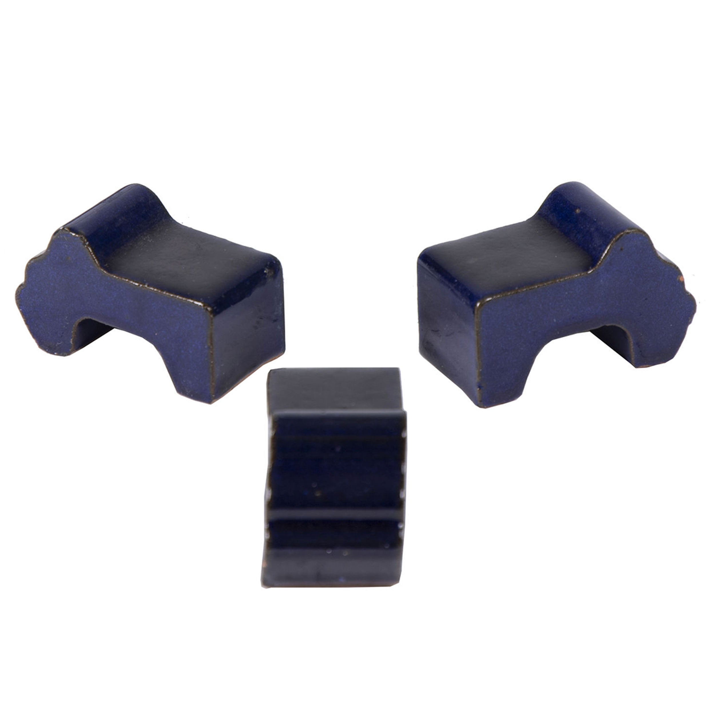 Füßchen für Blumenkübel 3er Set aus Ton | Blumentopf Füßchen glasiert blau | Kübelfüße - Untersetzer Terracotta