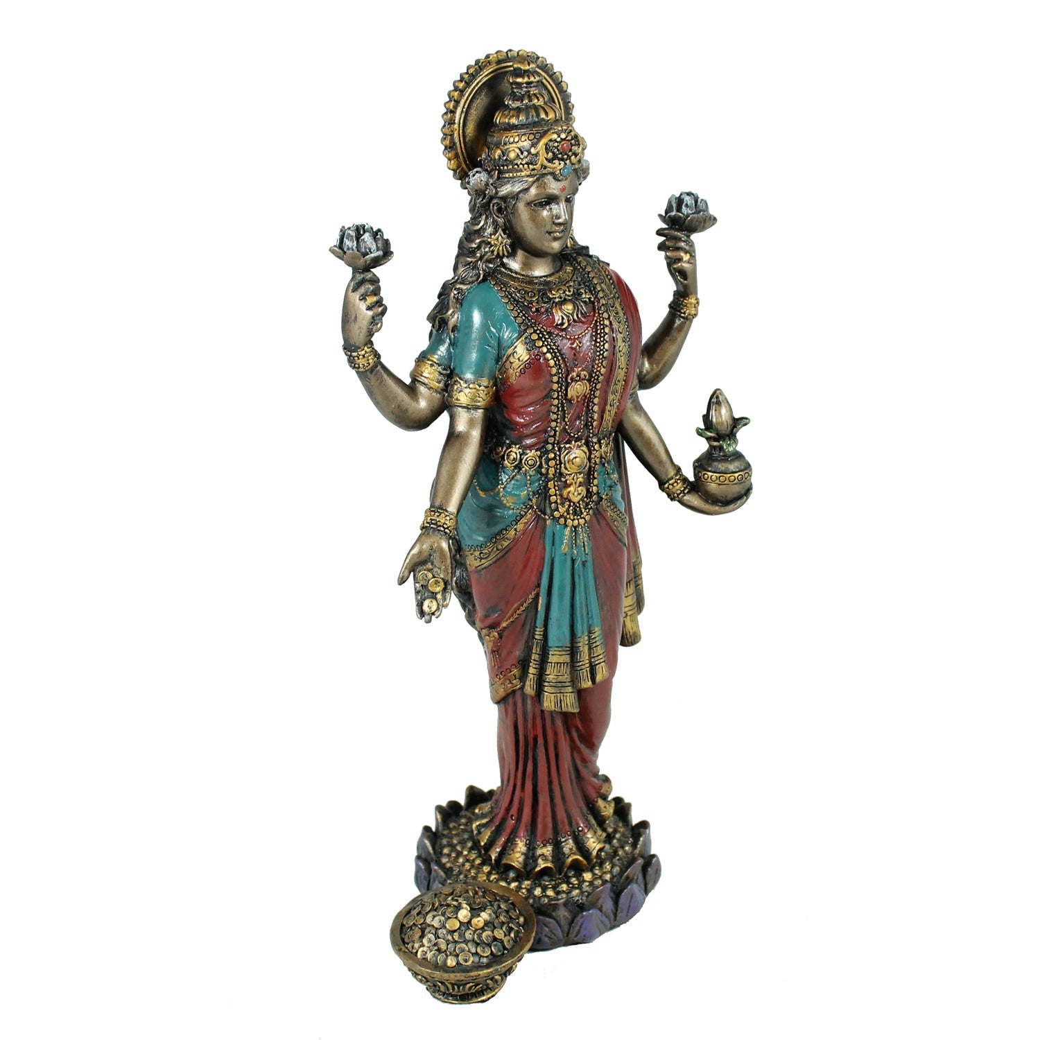 Lakshmi Figur in bronzierter Optik – Exquisite Dekofigur Göttin des Wohlstands und spirituellen Glücks