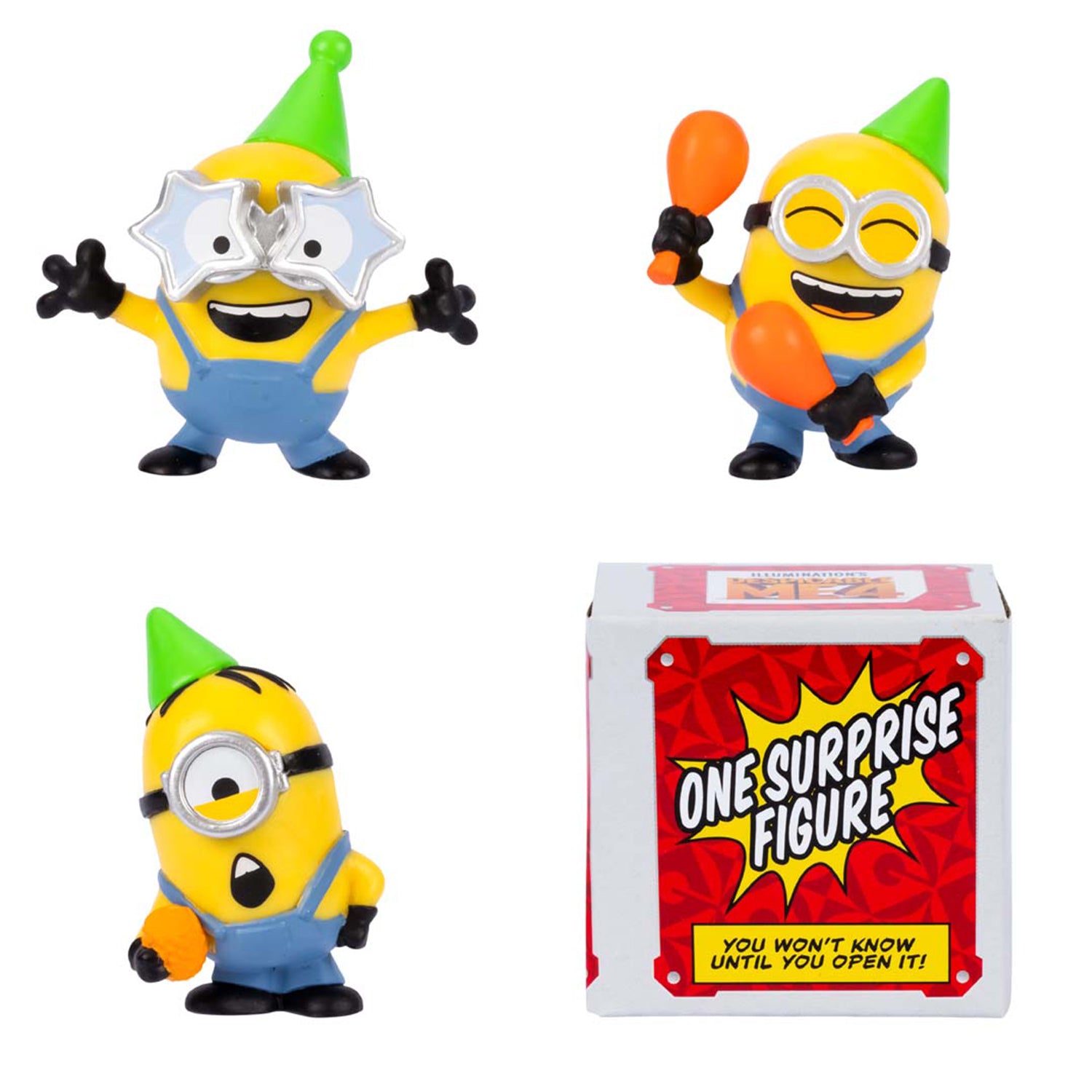 Despicable Me 4 59294 | 4 Figuren Partybus-Truppe | 5 cm große Sammelfiguren | 3 sichtbare Figuren plus 1 versteckte