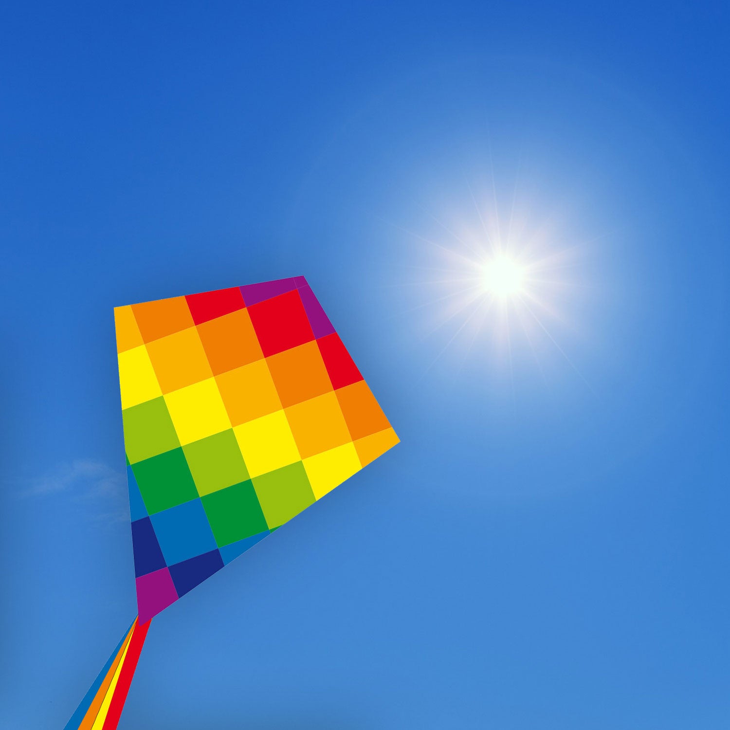 Kinderdrachen Einleiner Drachen HQ Eddy Rainbow Patchwork 70 cm Flugdrache