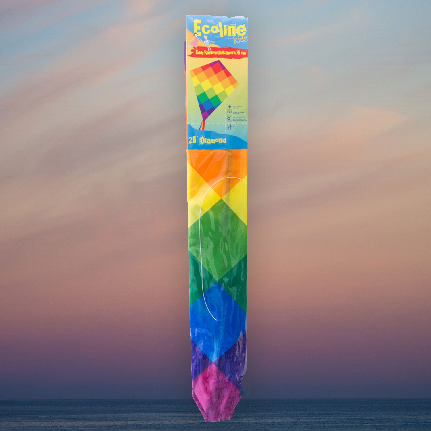 Kinderdrachen Einleiner Drachen HQ Eddy Rainbow Patchwork 70 cm Flugdrache