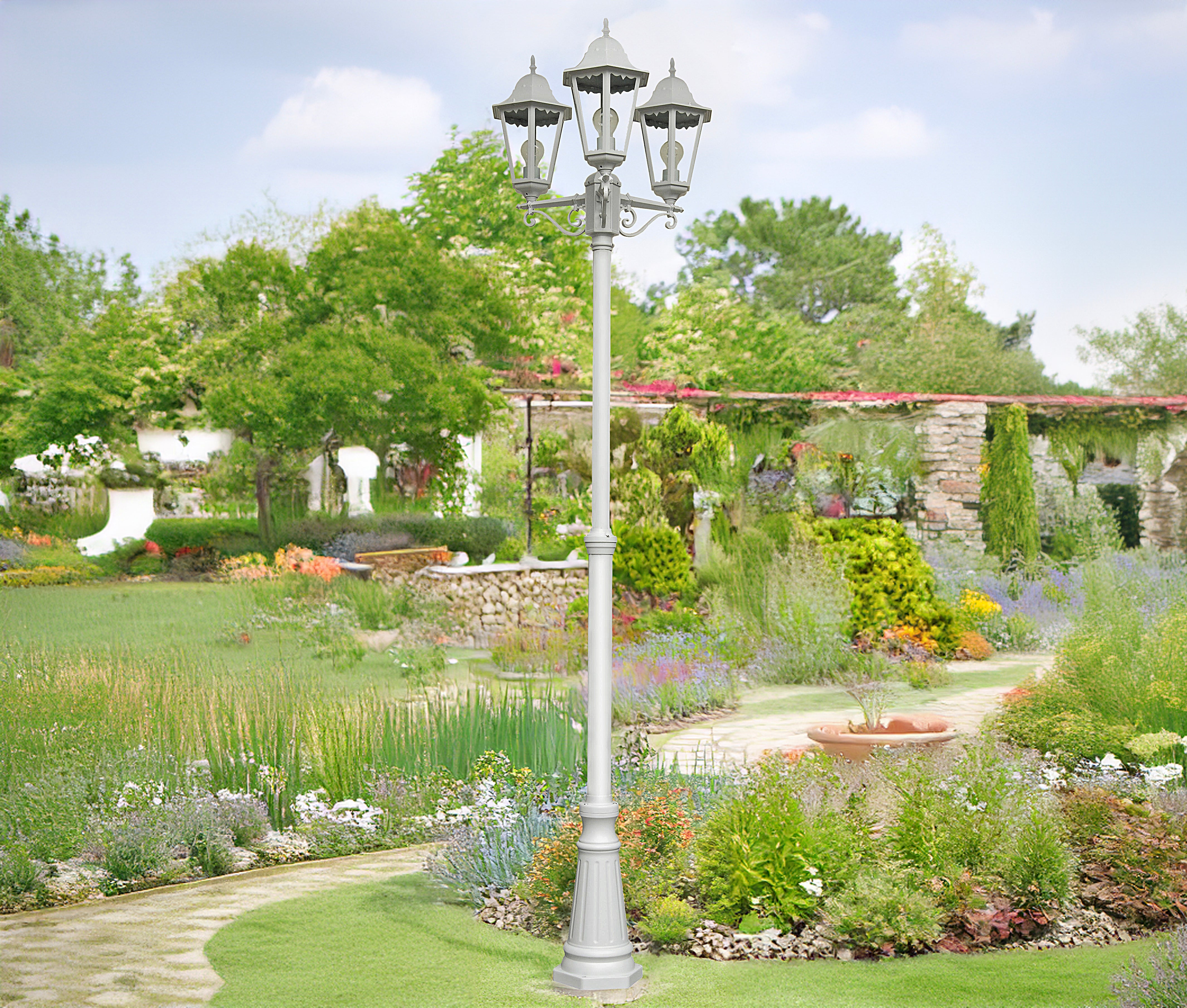 Kandelaber NORDERNEY weiß Gartenbeleuchtung Standlaterne Außenlampe elegant Hilight