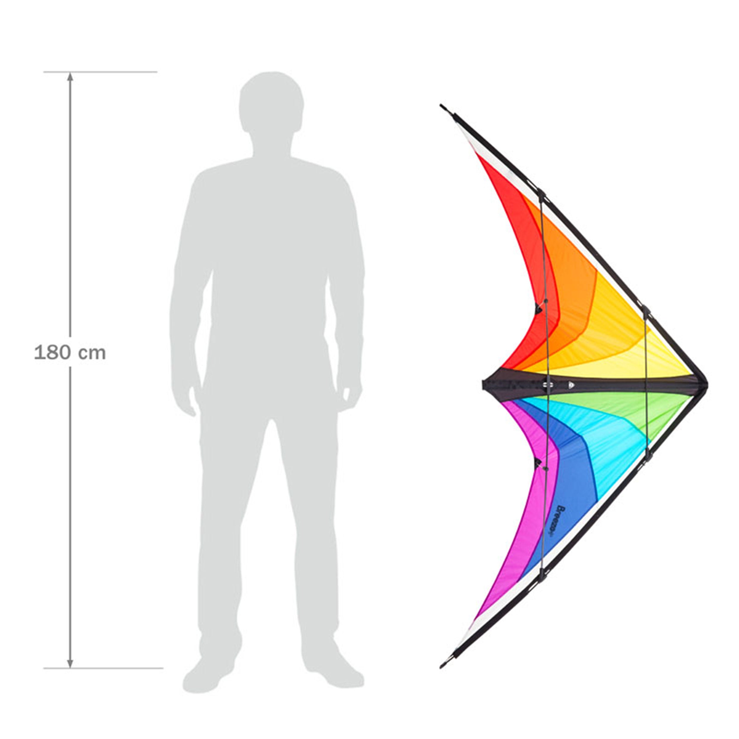HQ Kinderdrachen Zweileiner Lenkdrachen Breezo Rainbow R2F 170 cm