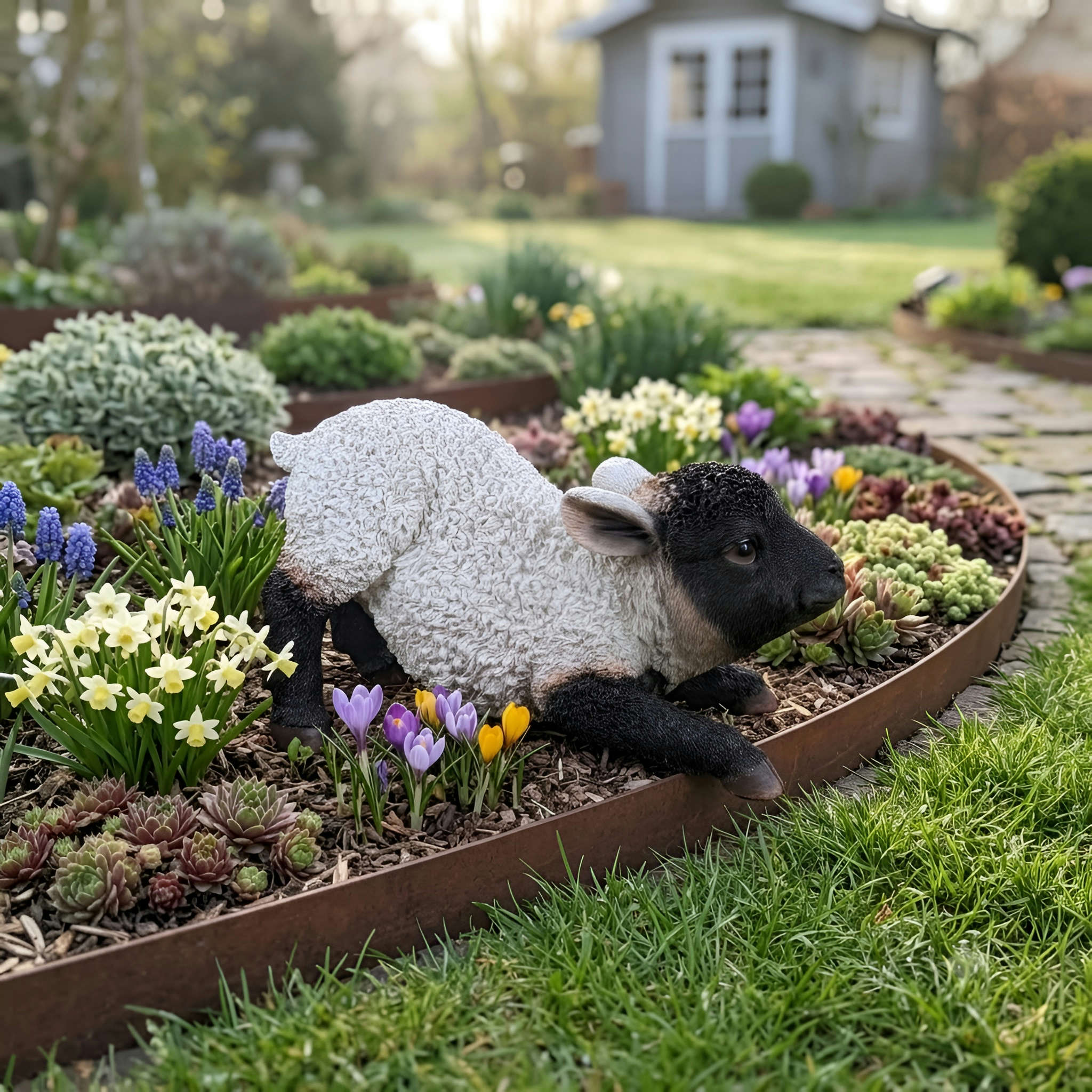Schaffiguren Lamm Figur Deko Schafe für Garten Gartenfigur Lamm Varianten