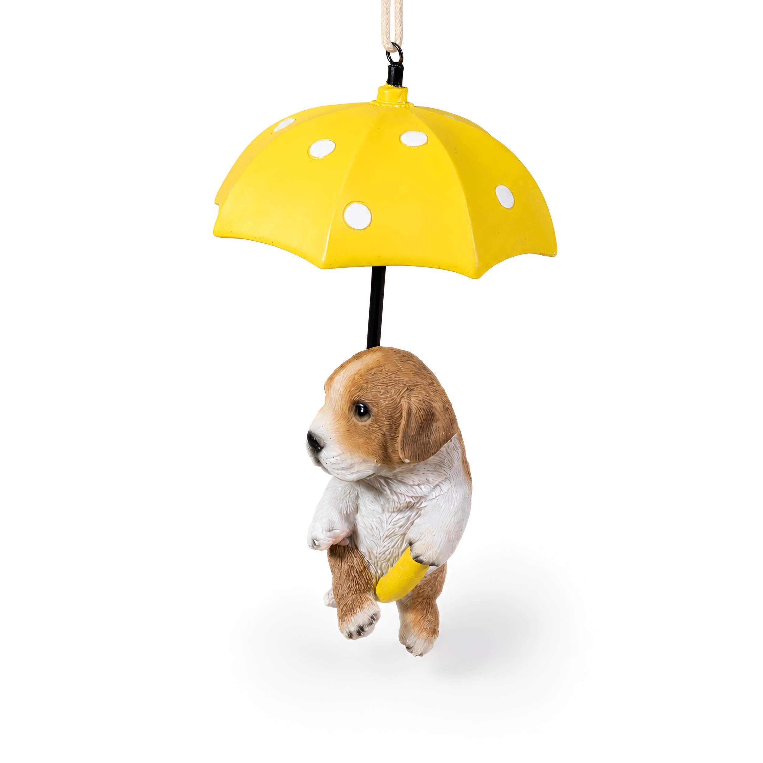 Hängedeko Tierfigur mit Regenschirm - Fenster Hängedeko für Garten mit Biene oder Hunde Figuren