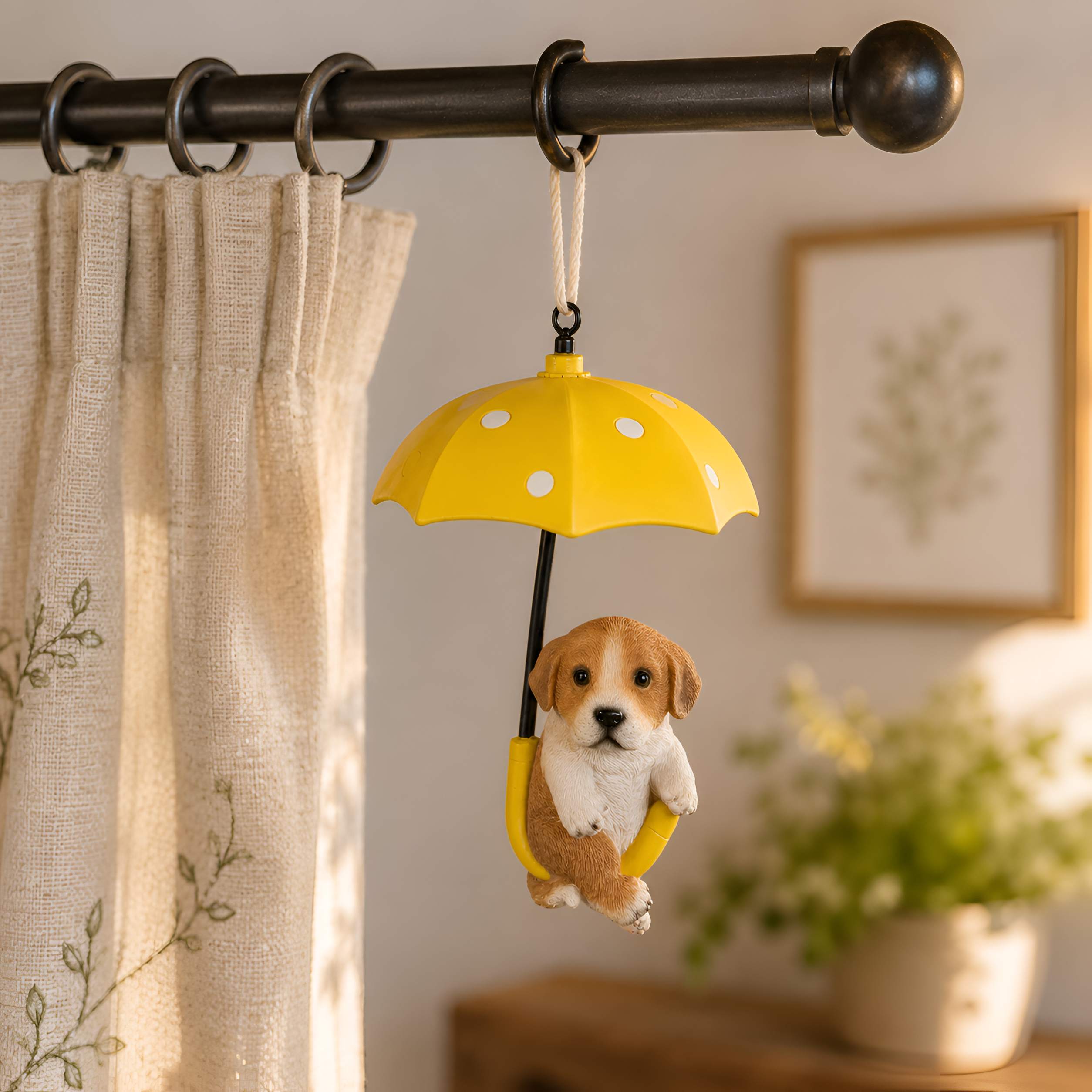 Hängedeko Tierfigur mit Regenschirm - Fenster Hängedeko für Garten mit Biene oder Hunde Figuren