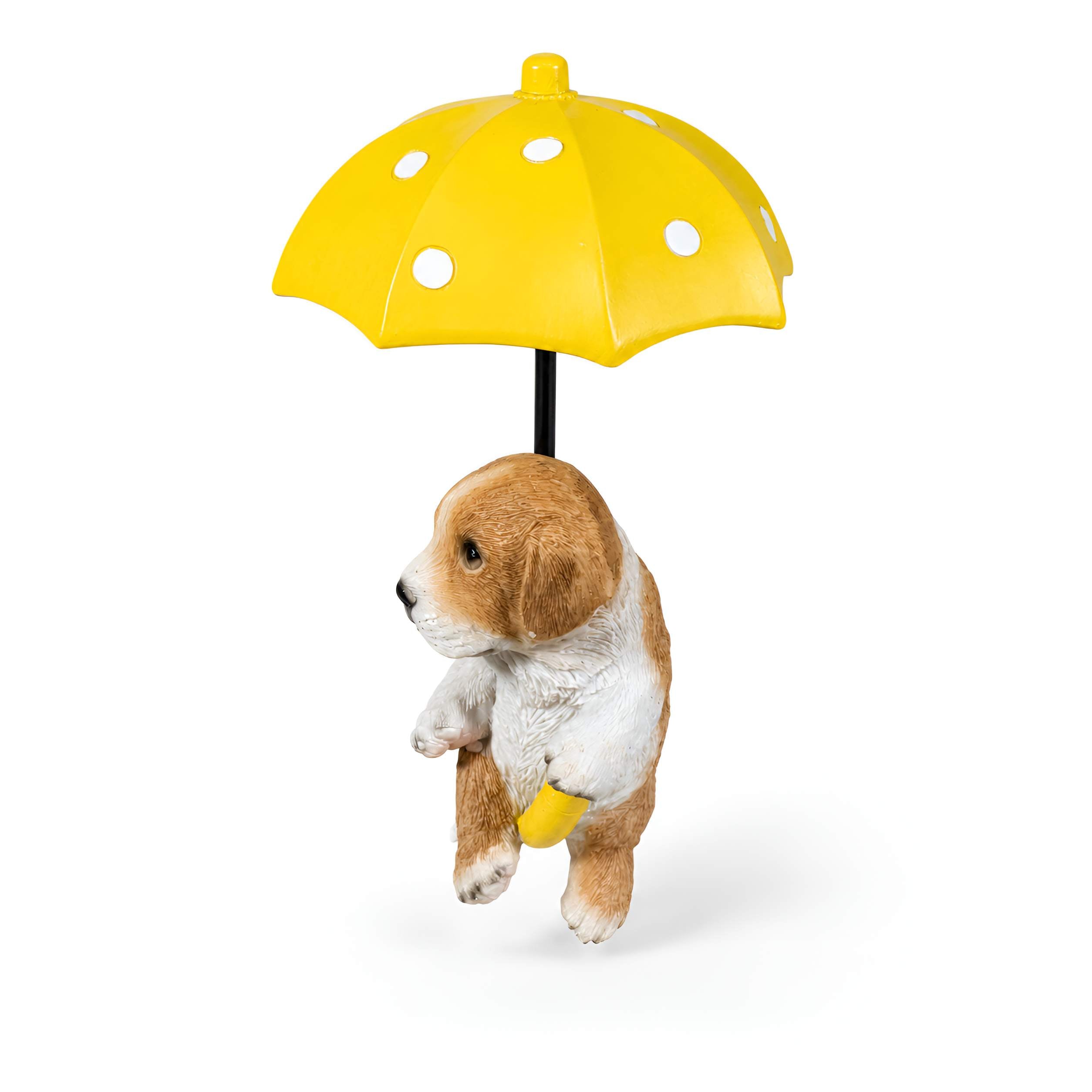 Hängedeko Tierfigur mit Regenschirm - Fenster Hängedeko für Garten mit Biene oder Hunde Figuren