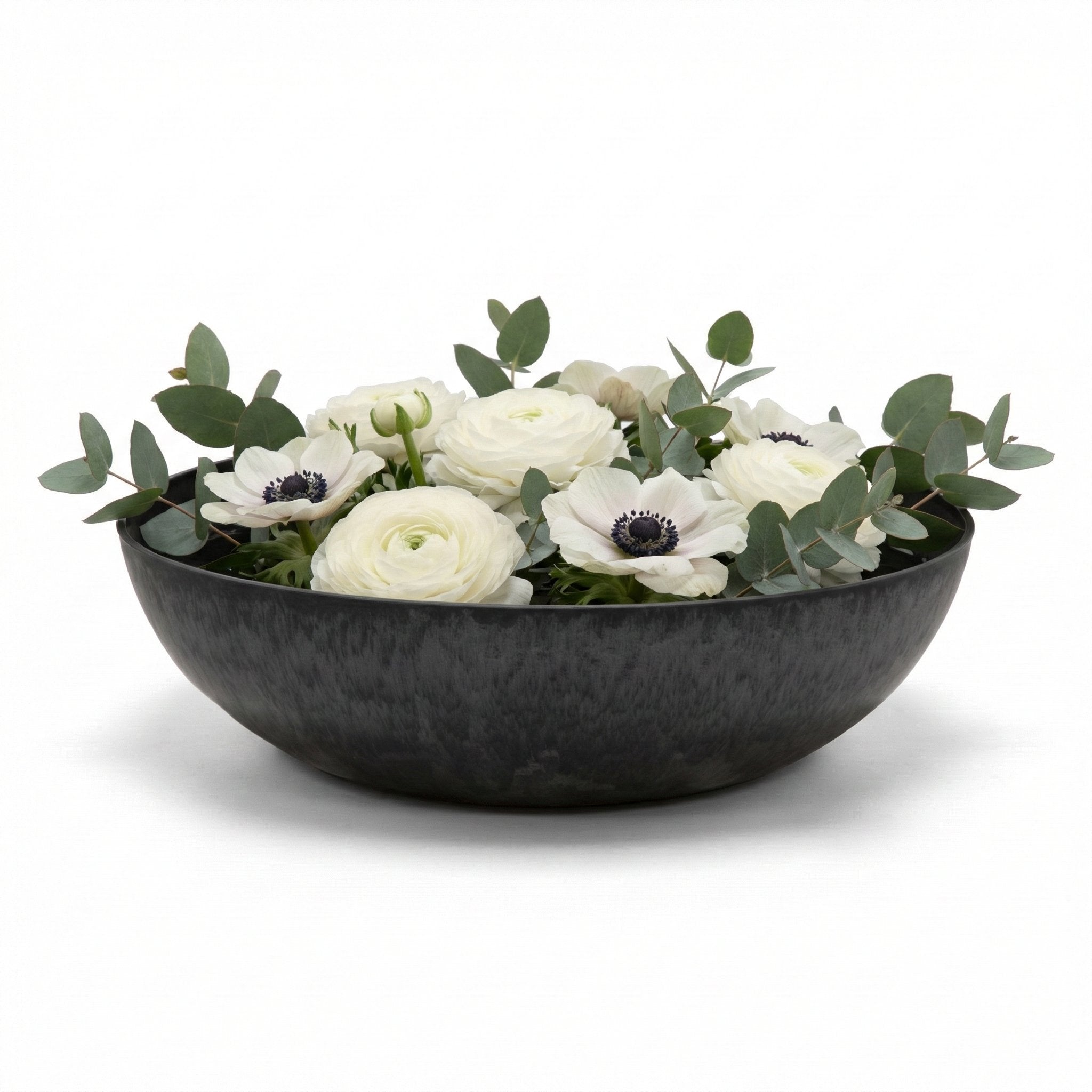 Pflanzschale „Bowl“ Serie Stone – Blumentopf Schale aus recyceltem Kunststoff Anthrazit oder Sand