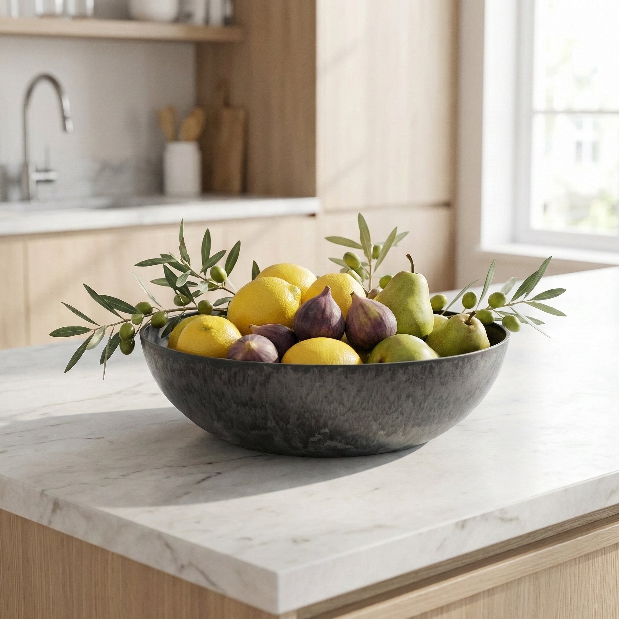 Pflanzschale „Bowl“ Serie Stone – Blumentopf Schale aus recyceltem Kunststoff Anthrazit oder Sand