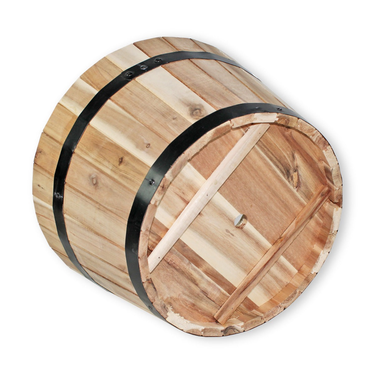 Pflanzkübel Holz rund 33 cm Holzfass Blumenkübel Blumentopf natur Akazienholz Pflanztopf