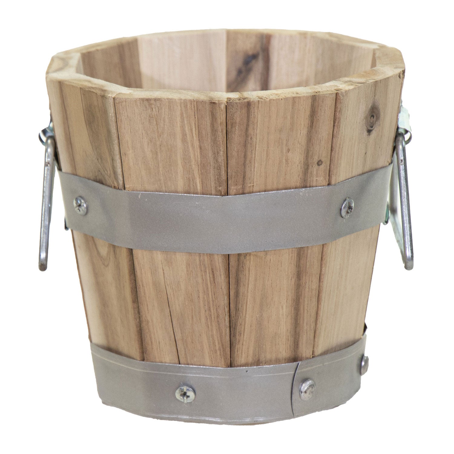 Pflanzkübel Holz mit Griffen | Pflanztopf rund FSC Akazienholz | Blumenkästen aus Holz | verschiedene Größen