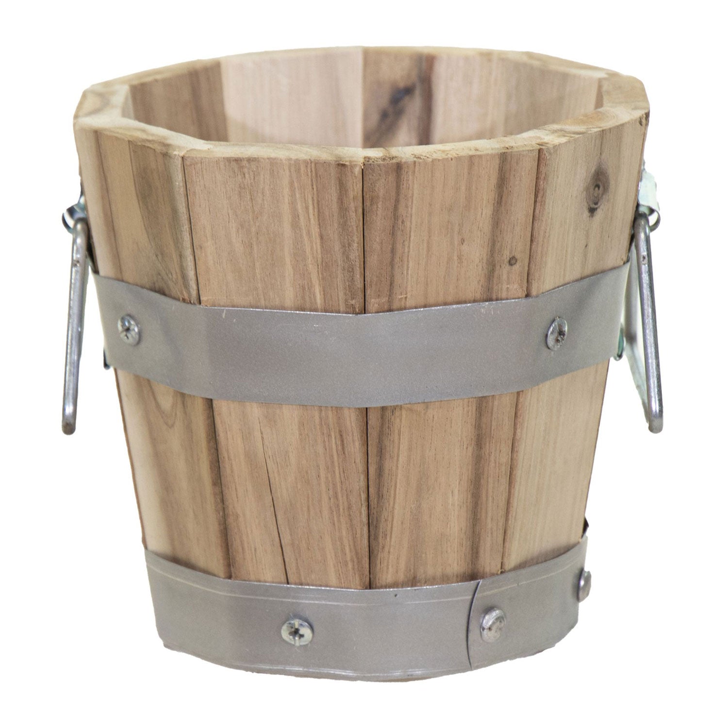 Pflanzkübel Holz mit Griffen | Pflanztopf rund FSC Akazienholz | Blumenkästen aus Holz | verschiedene Größen