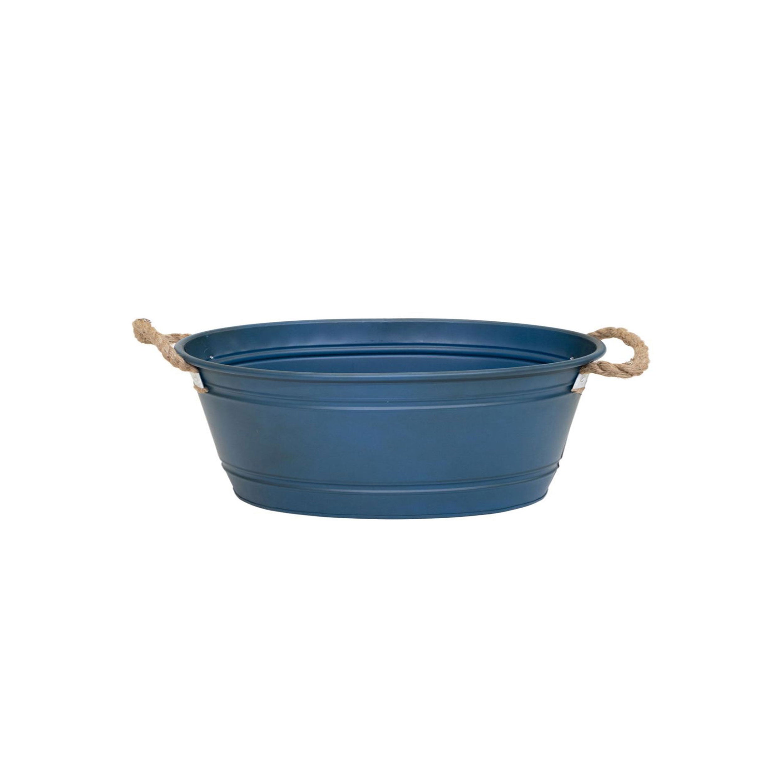 Pflanztopf "Beat" oval aus Metall mit Kordelgriffen | Dekorativer Blumentopf | Pflanzwanne robust & vielseitig in 4 Farben und 3 Größen