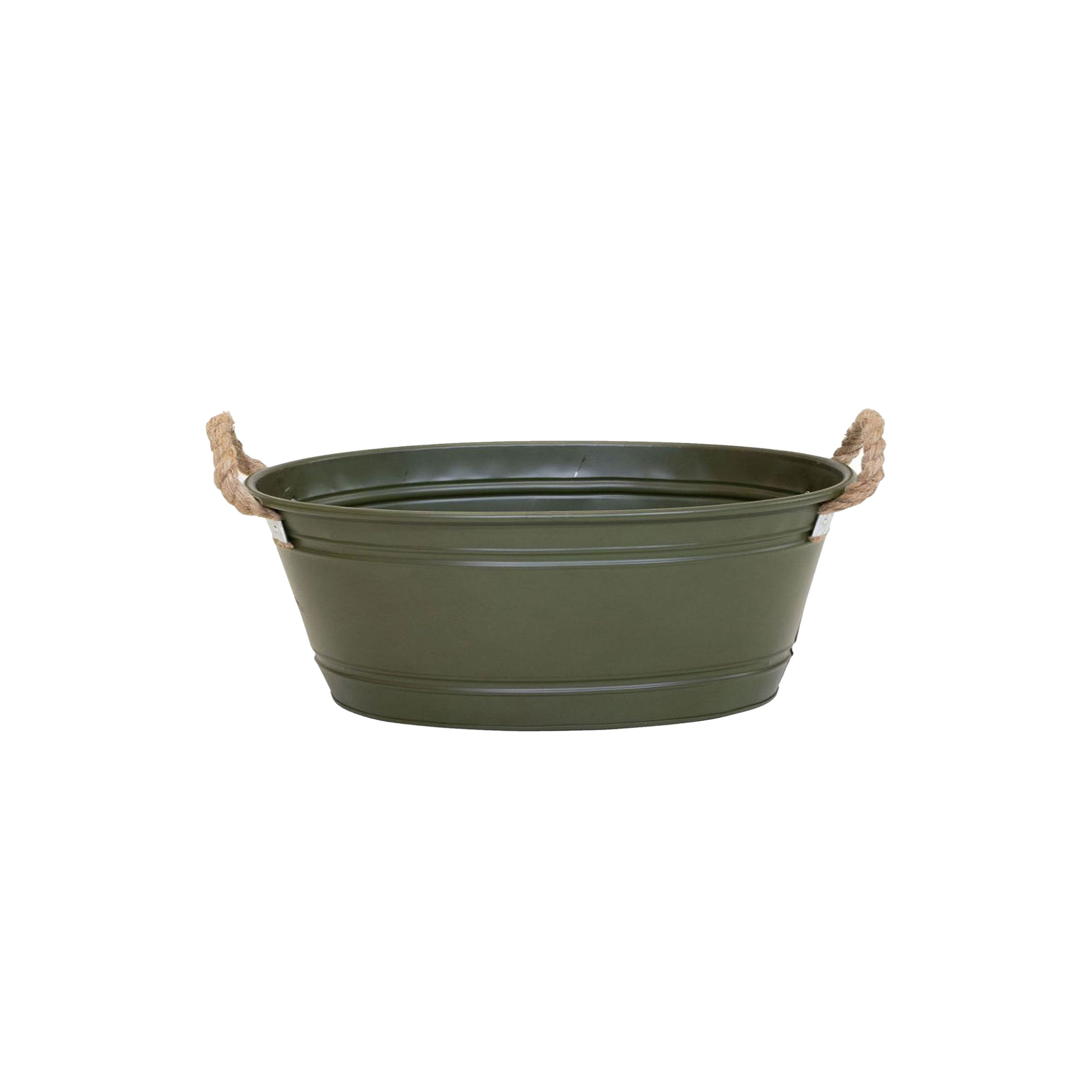 Pflanztopf "Beat" oval aus Metall mit Kordelgriffen | Dekorativer Blumentopf | Pflanzwanne robust & vielseitig in 4 Farben und 3 Größen