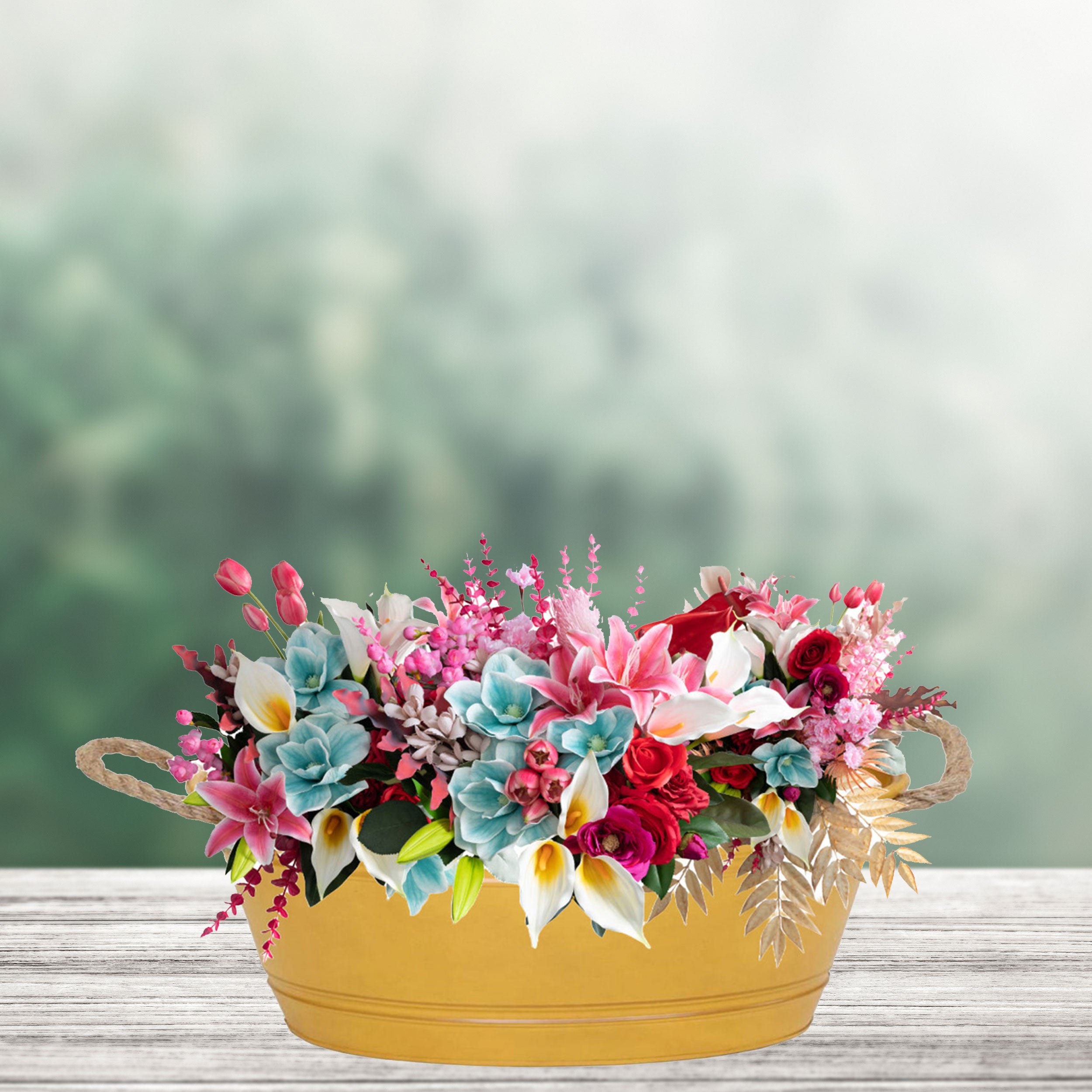 Pflanztopf "Beat" oval aus Metall mit Kordelgriffen | Dekorativer Blumentopf | Pflanzwanne robust & vielseitig in 4 Farben und 3 Größen