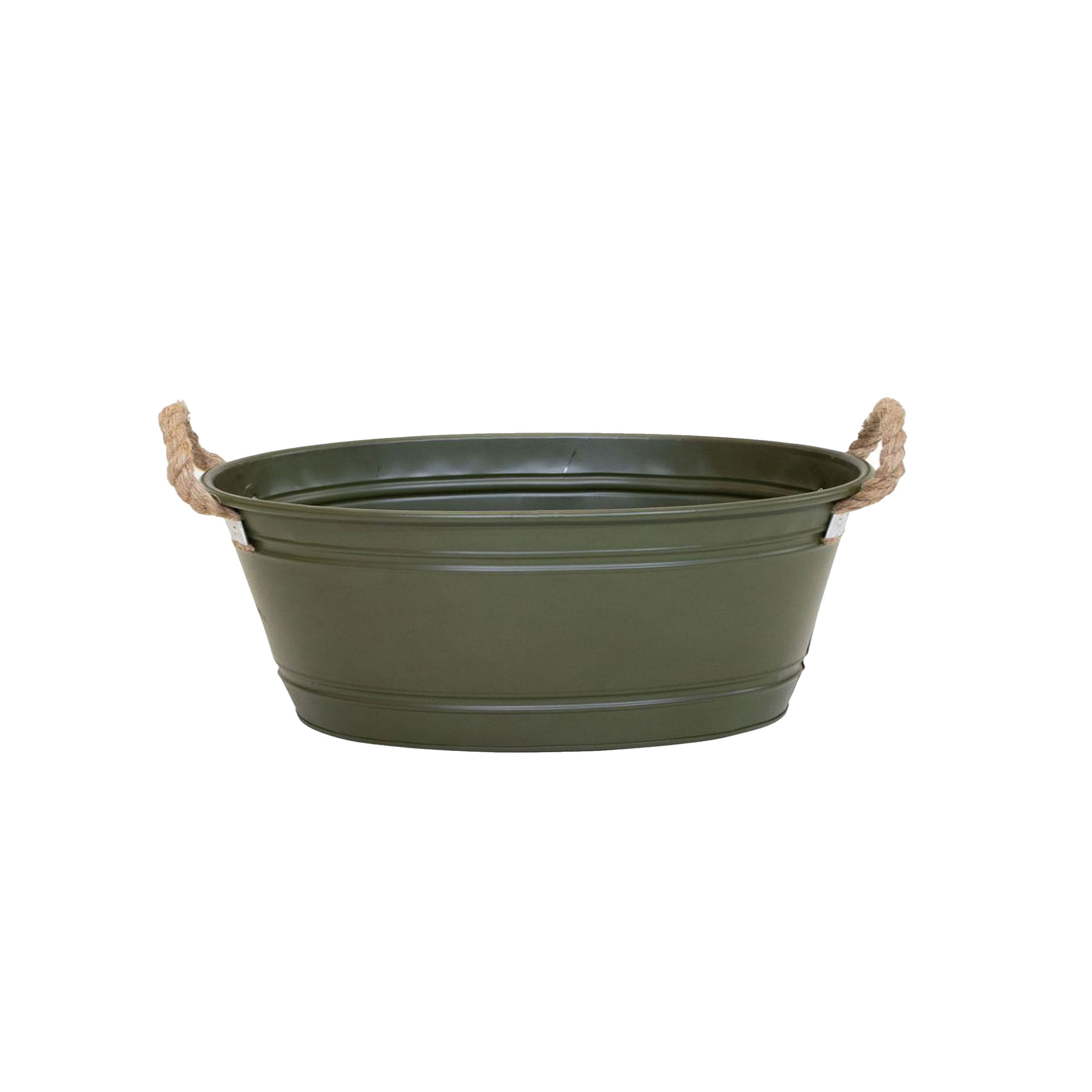 Pflanztopf "Beat" oval aus Metall mit Kordelgriffen | Dekorativer Blumentopf | Pflanzwanne robust & vielseitig in 4 Farben und 3 Größen
