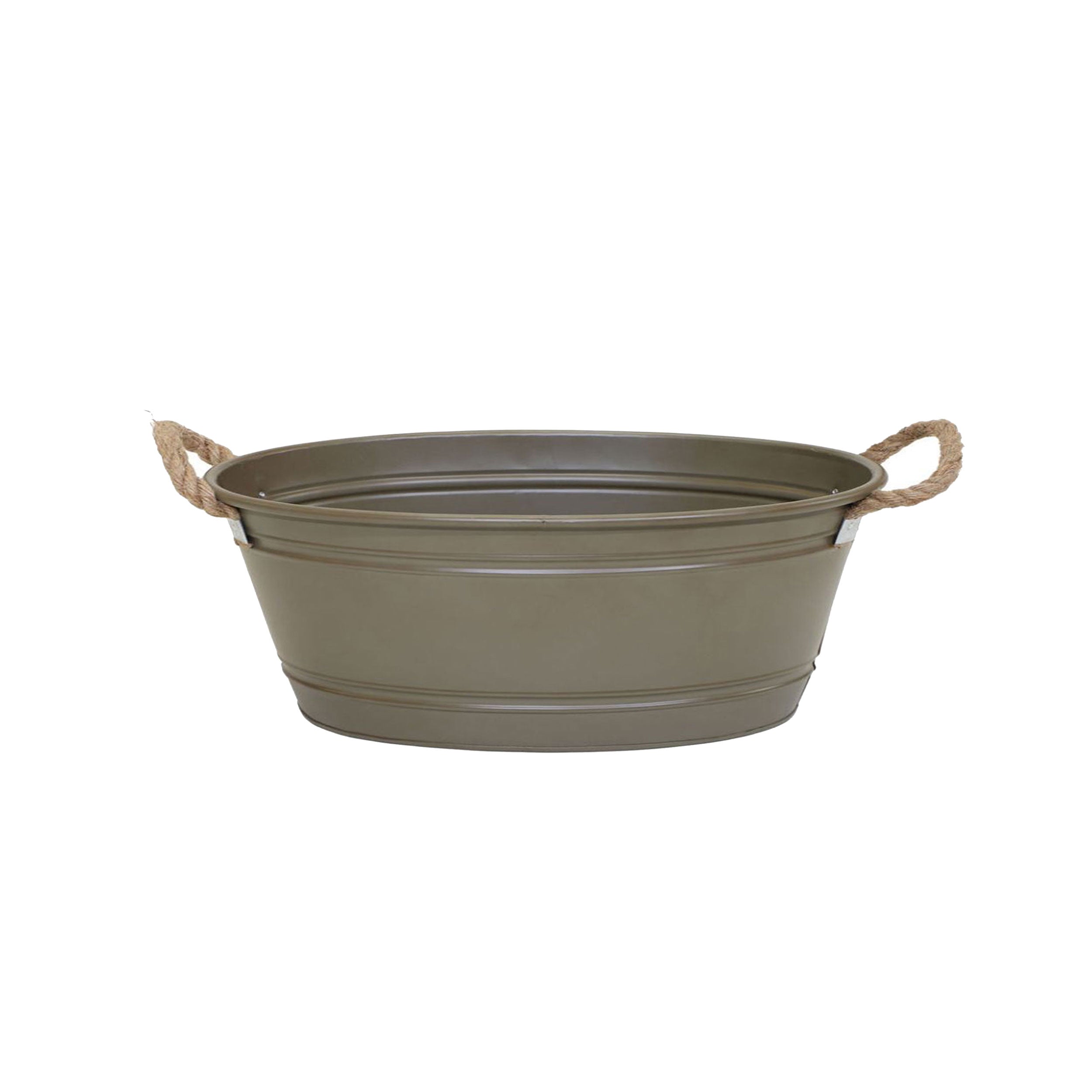 Pflanztopf "Beat" oval aus Metall mit Kordelgriffen | Dekorativer Blumentopf | Pflanzwanne robust & vielseitig in 4 Farben und 3 Größen