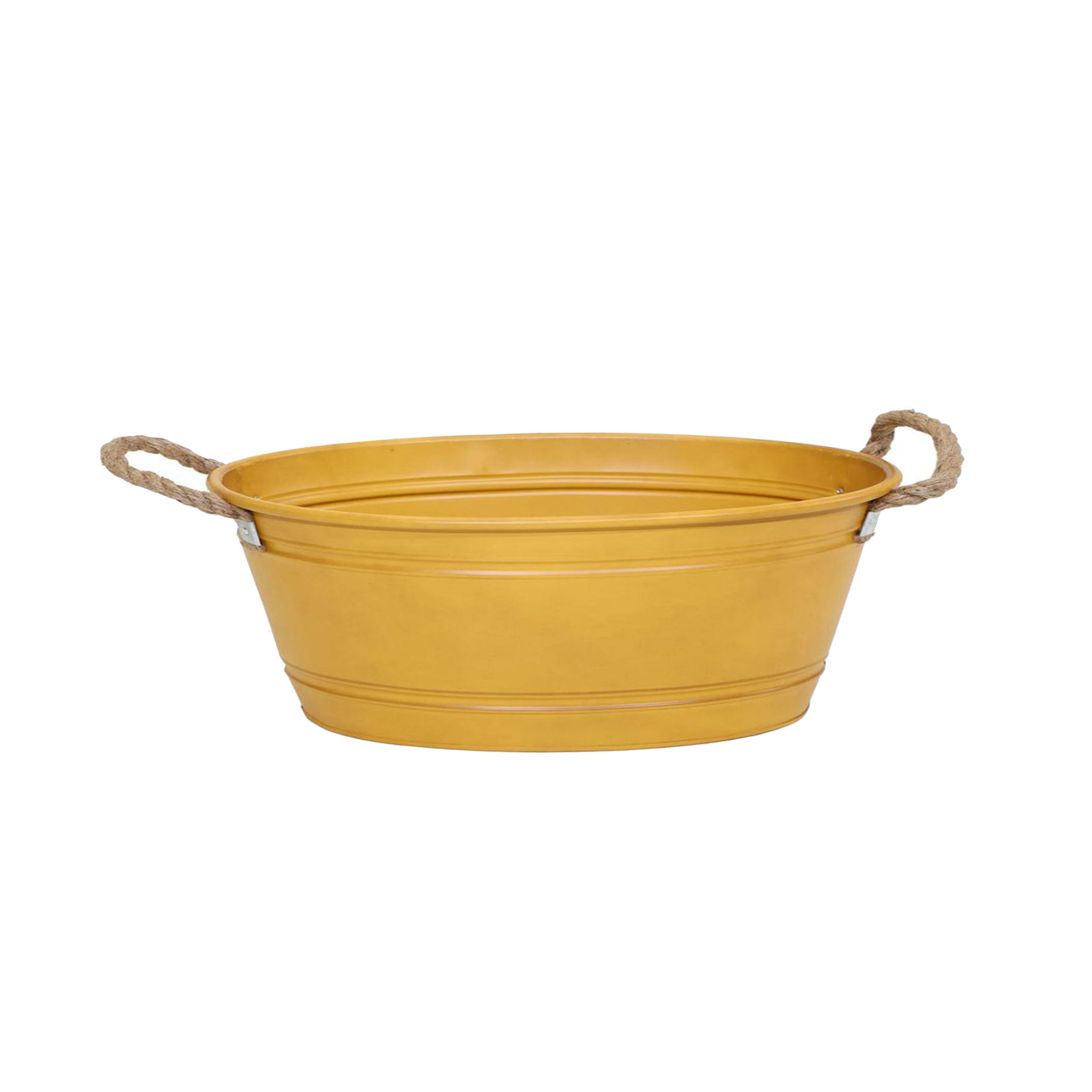 Pflanztopf "Beat" oval aus Metall mit Kordelgriffen | Dekorativer Blumentopf | Pflanzwanne robust & vielseitig in 4 Farben und 3 Größen