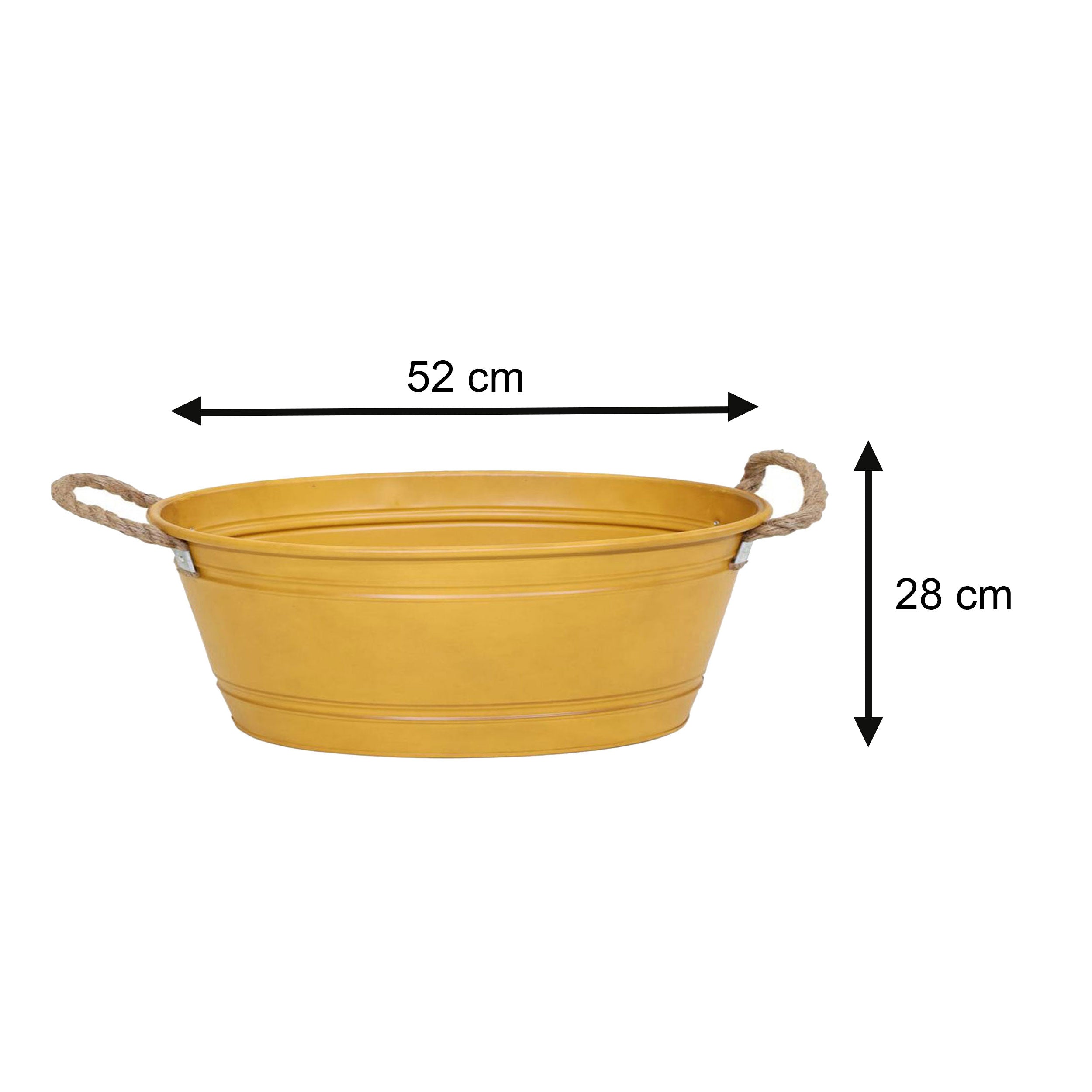 Pflanztopf "Beat" oval aus Metall mit Kordelgriffen | Dekorativer Blumentopf | Pflanzwanne robust & vielseitig in 4 Farben und 3 Größen