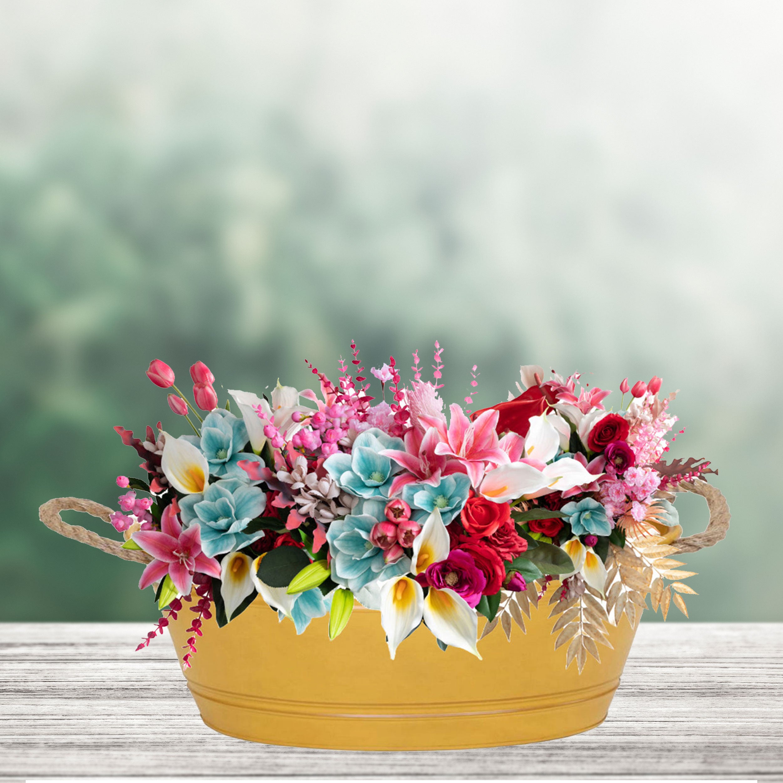 Pflanztopf "Beat" oval aus Metall mit Kordelgriffen | Dekorativer Blumentopf | Pflanzwanne robust & vielseitig in 4 Farben und 3 Größen