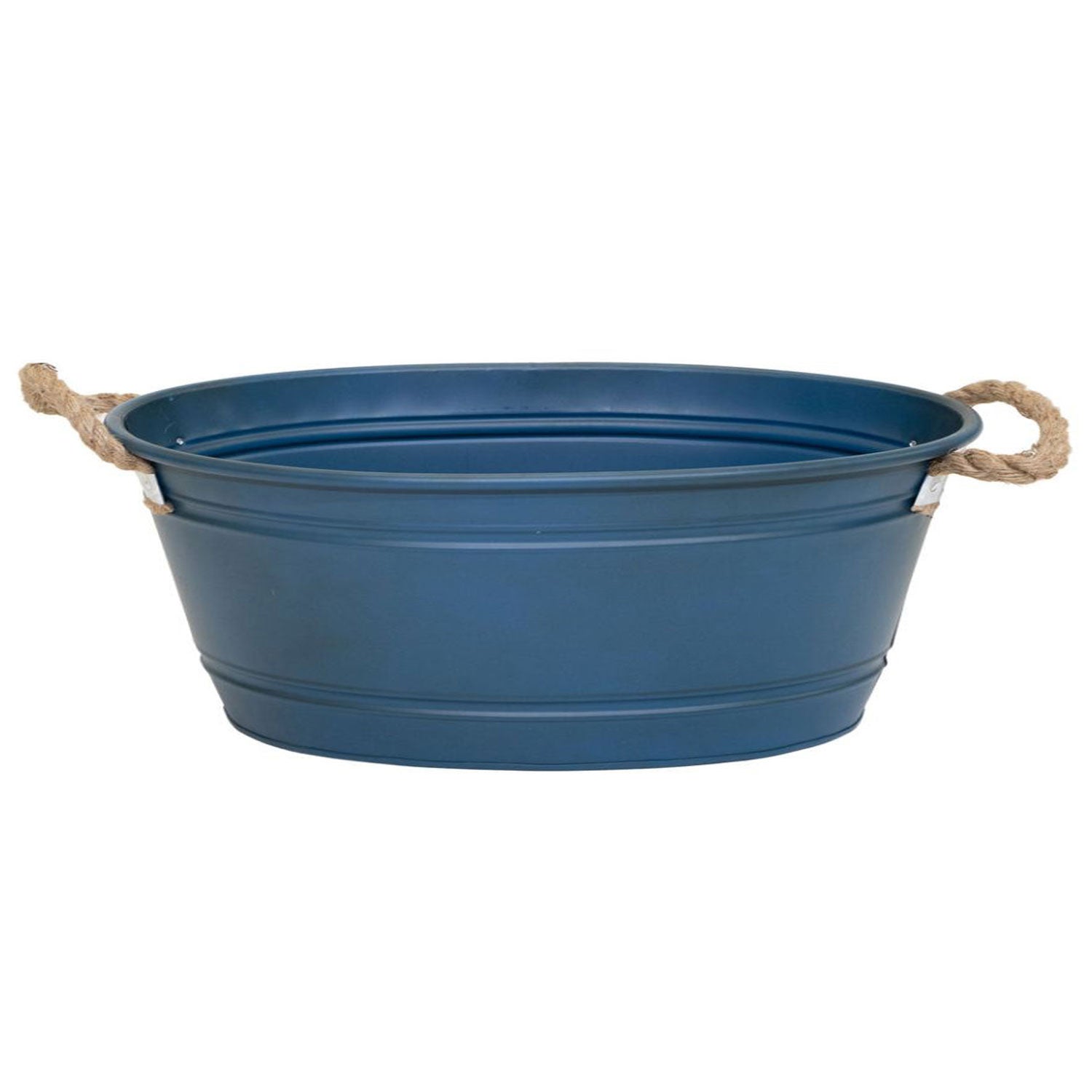 Pflanztopf "Beat" oval aus Metall mit Kordelgriffen | Dekorativer Blumentopf | Pflanzwanne robust & vielseitig in 4 Farben und 3 Größen