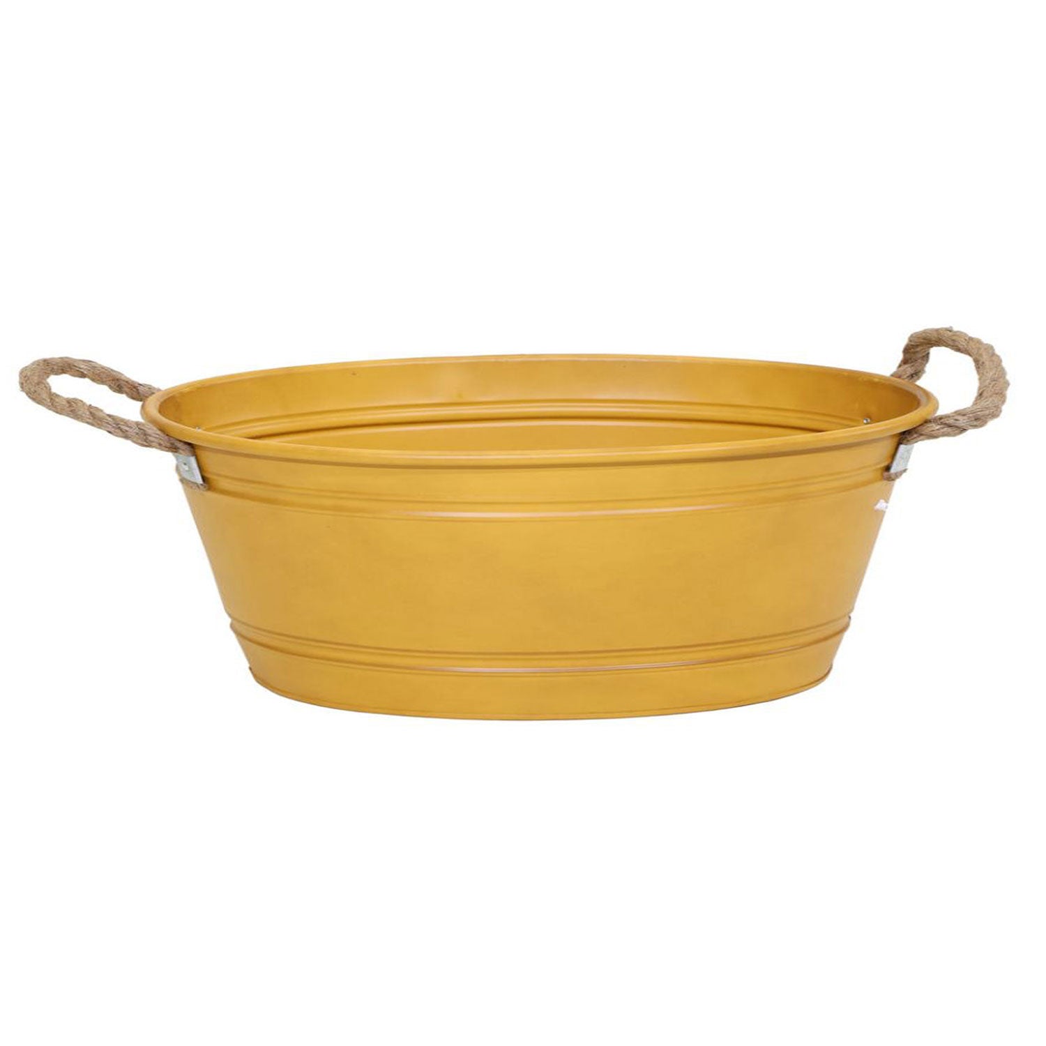 Pflanztopf "Beat" oval aus Metall mit Kordelgriffen | Dekorativer Blumentopf | Pflanzwanne robust & vielseitig in 4 Farben und 3 Größen