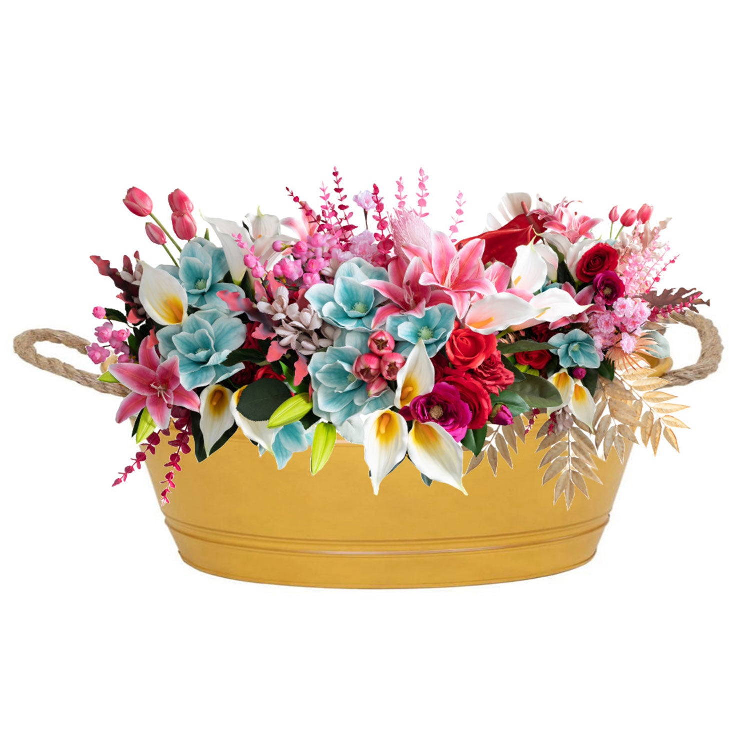 Pflanztopf "Beat" oval aus Metall mit Kordelgriffen | Dekorativer Blumentopf | Pflanzwanne robust & vielseitig in 4 Farben und 3 Größen