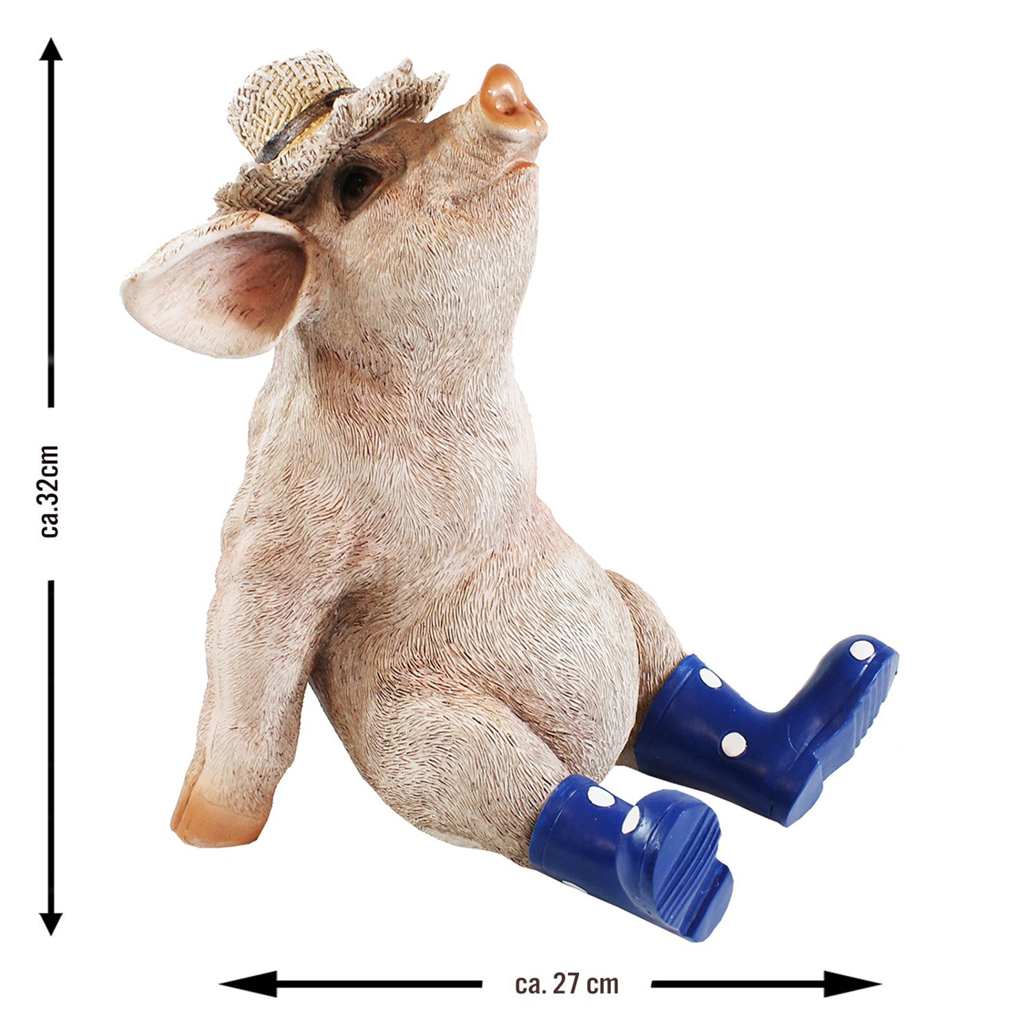 Deko Schwein Erich mit Hut und Stiefeln – lustige Schweine Figur wetterfest für Garten & Haus