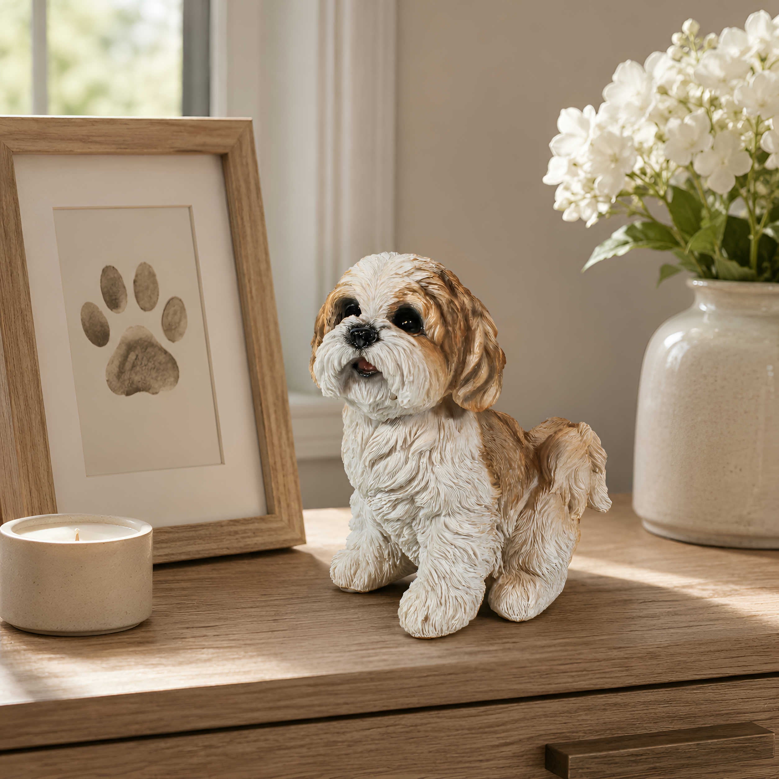 Shih Tzu Hundefigur lebensecht, Deko Hund für Haus & Garten in verschiedenen Größen, Farben & Posen