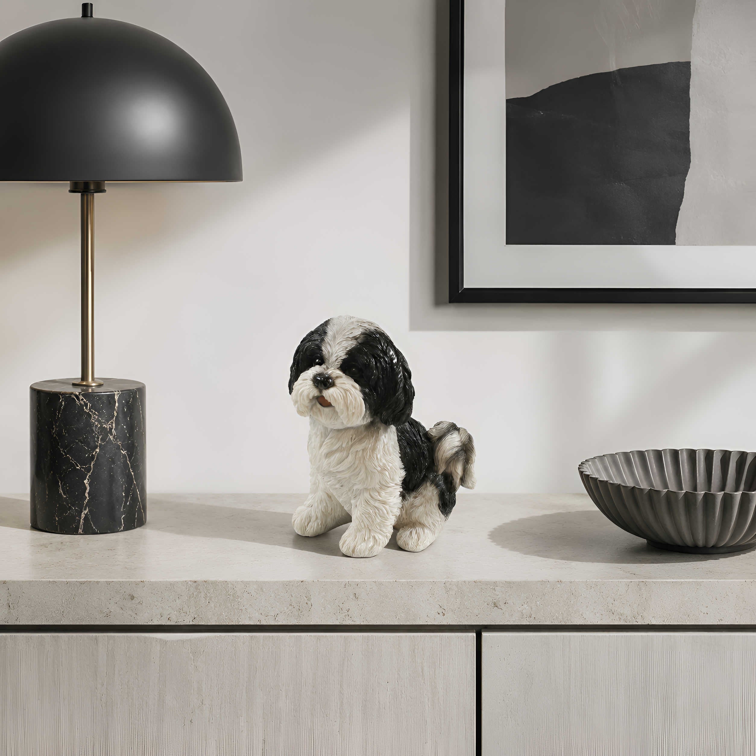 Shih Tzu Hundefigur lebensecht, Deko Hund für Haus & Garten in verschiedenen Größen, Farben & Posen