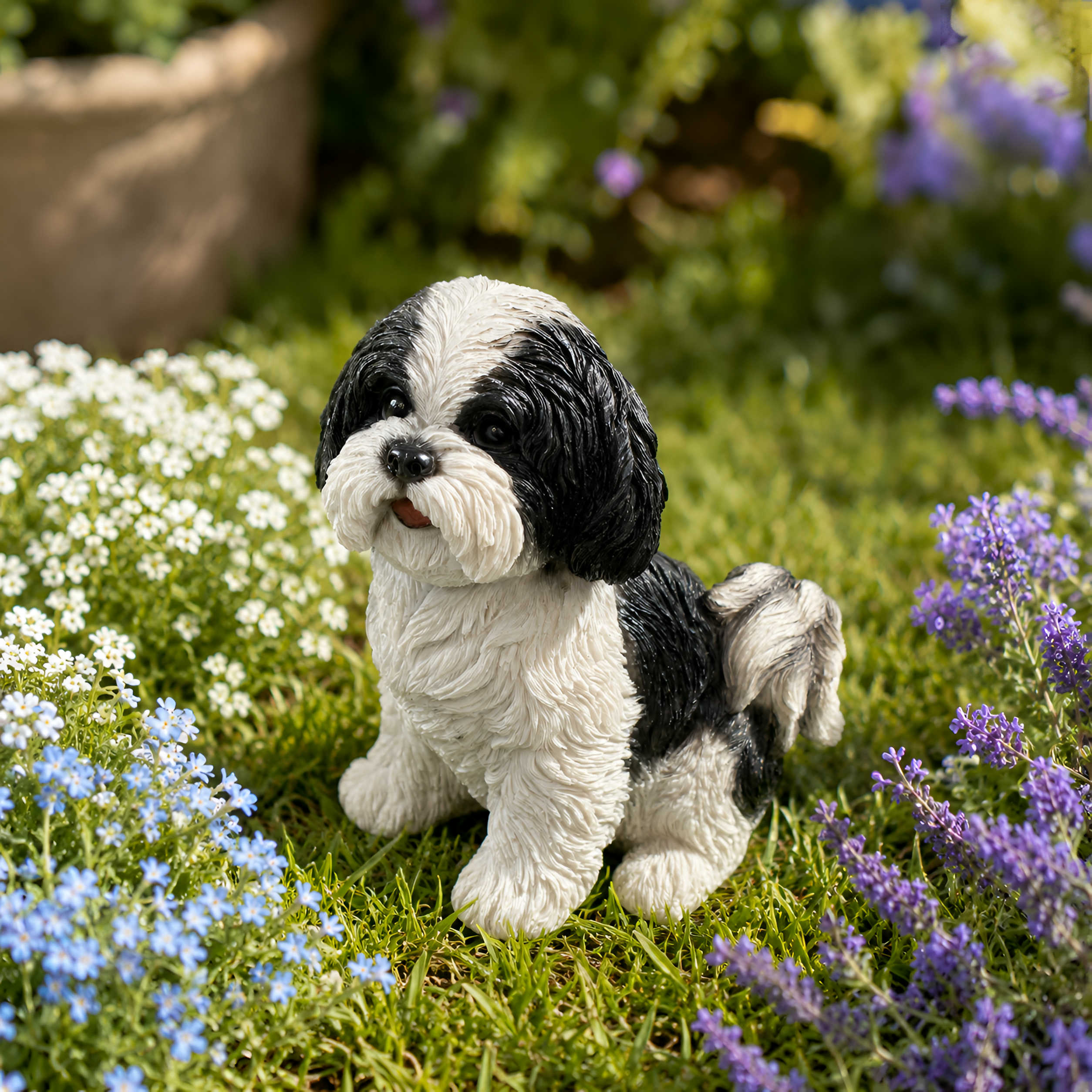 Shih Tzu Hundefigur lebensecht, Deko Hund für Haus & Garten in verschiedenen Größen, Farben & Posen