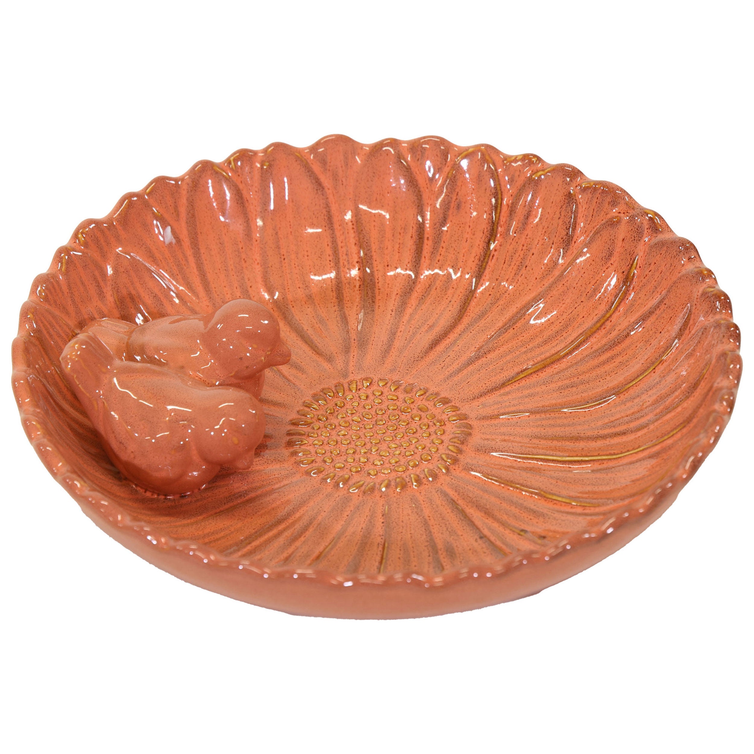 Vogeltränke winterfest | Royal | glasierte Vogeltränke für den Garten | mit Deko-Vögeln – rund, wetterfest, farbig, 23 und 28 cm