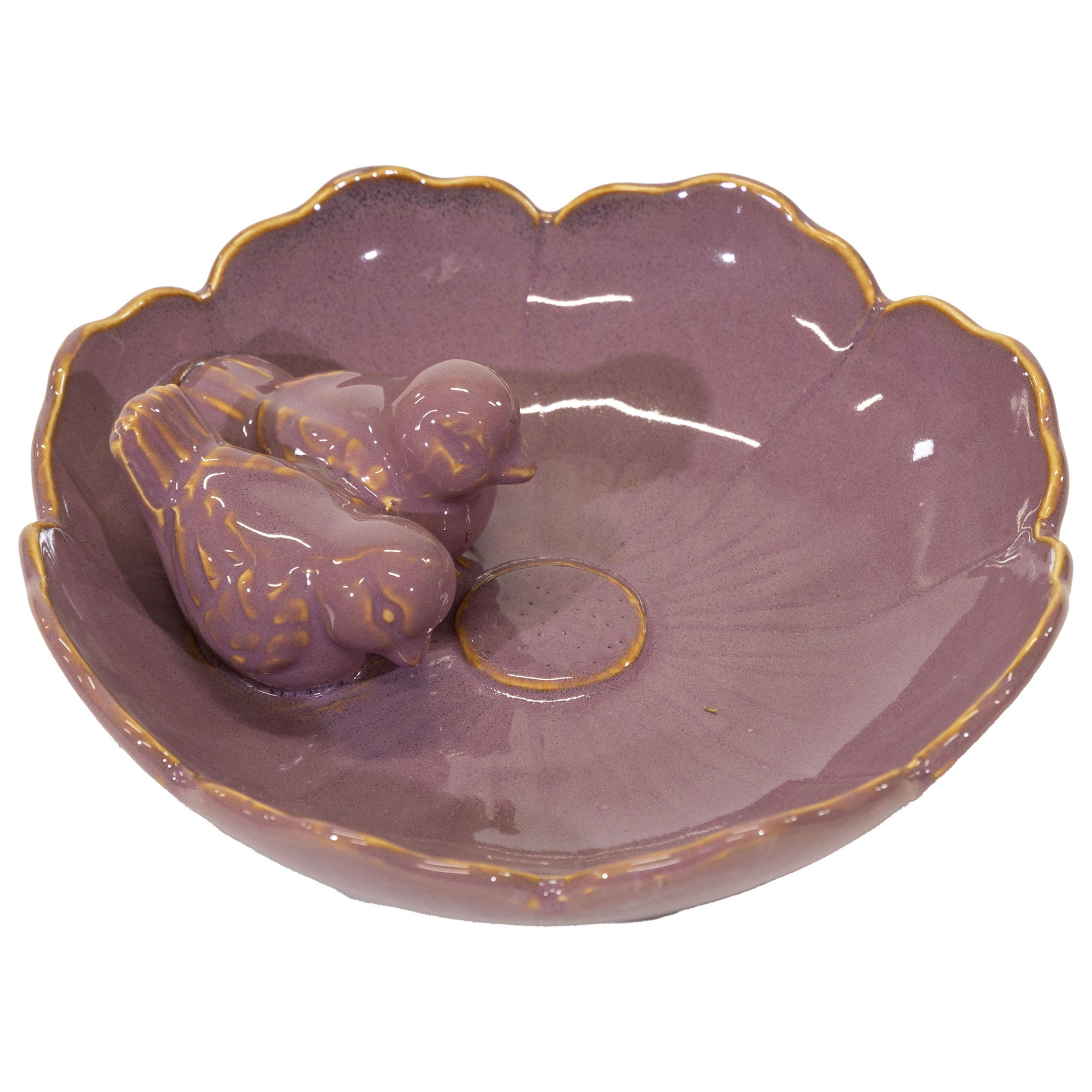 Vogeltränke winterfest | Royal | glasierte Vogeltränke für den Garten | mit Deko-Vögeln – rund, wetterfest, farbig, 23 und 28 cm