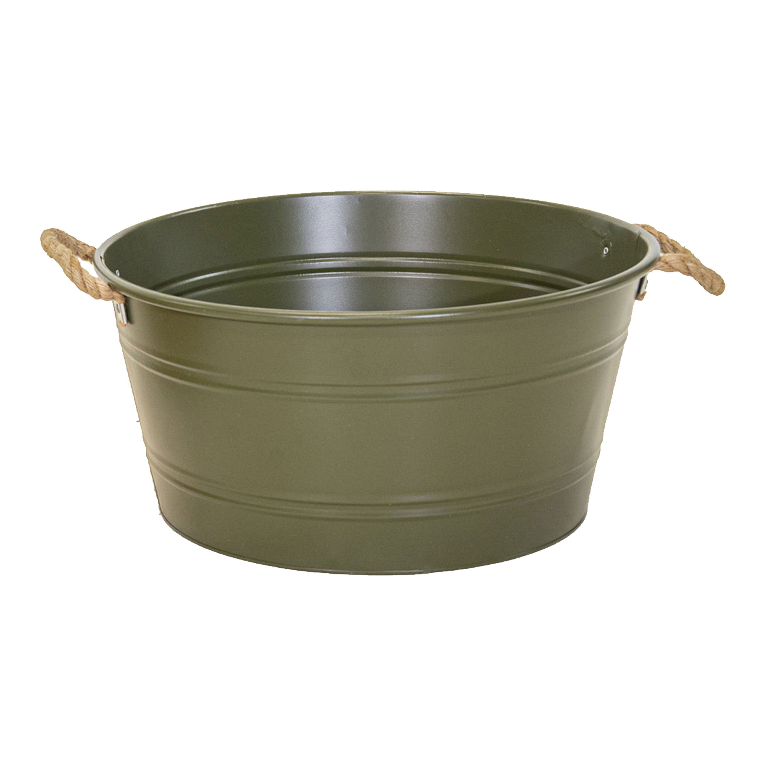 Pflanztopf "Beat" rund aus Metall mit Kordelgriffen | Dekorativer Blumentopf | Pflanzwanne robust & vielseitig in 4 Farben und Größen