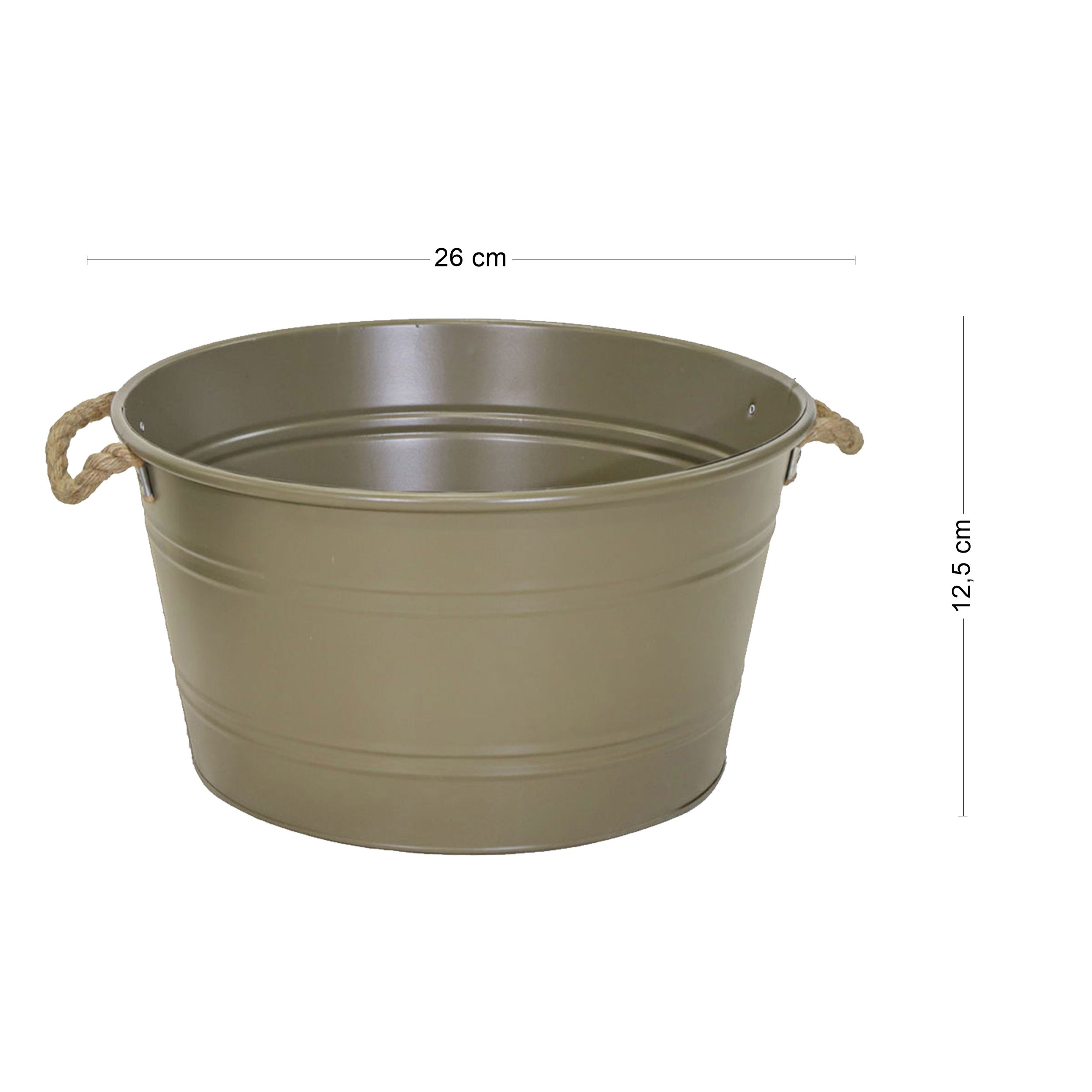 Pflanztopf "Beat" rund aus Metall mit Kordelgriffen | Dekorativer Blumentopf | Pflanzwanne robust & vielseitig in 4 Farben und Größen