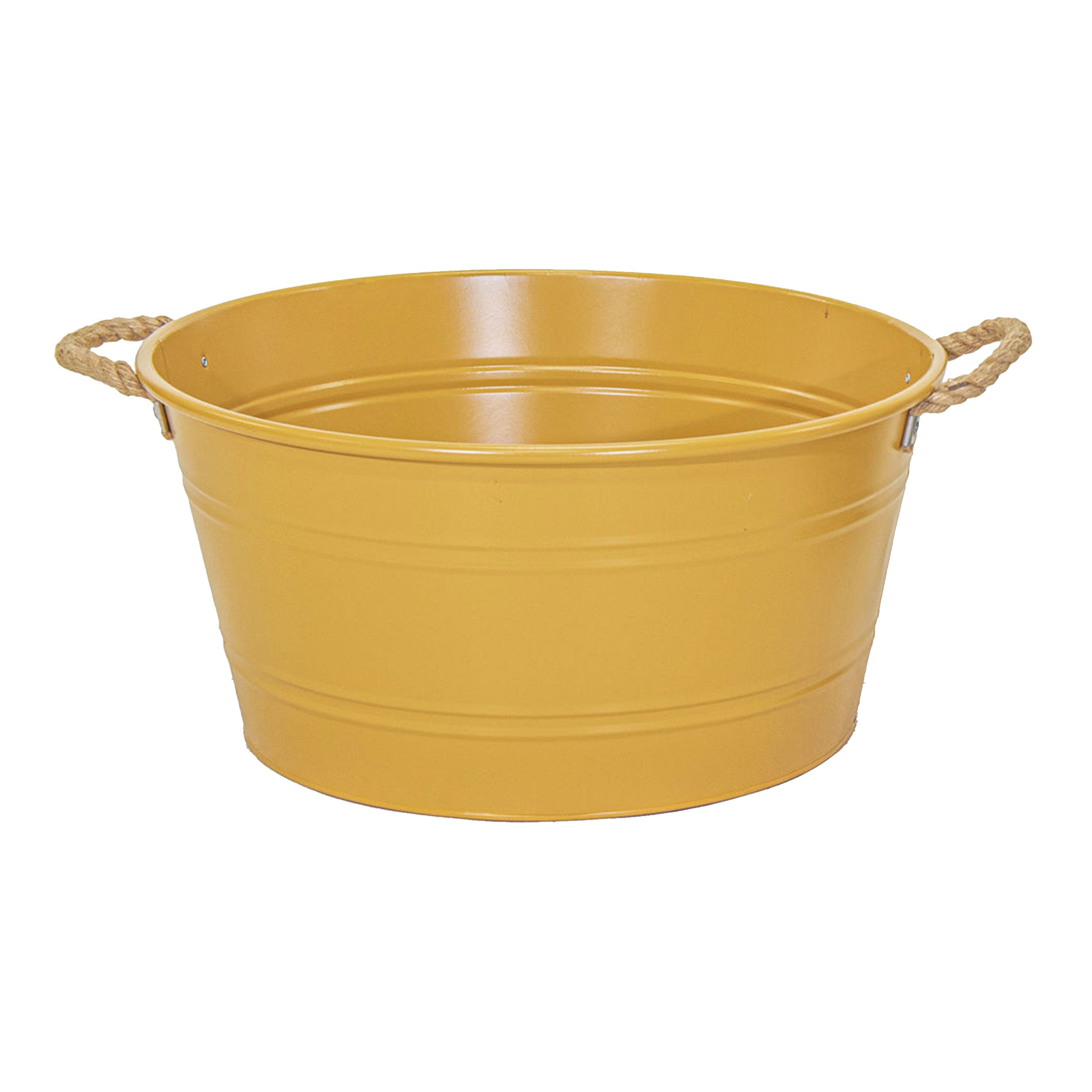 Pflanztopf "Beat" rund aus Metall mit Kordelgriffen | Dekorativer Blumentopf | Pflanzwanne robust & vielseitig in 4 Farben und Größen