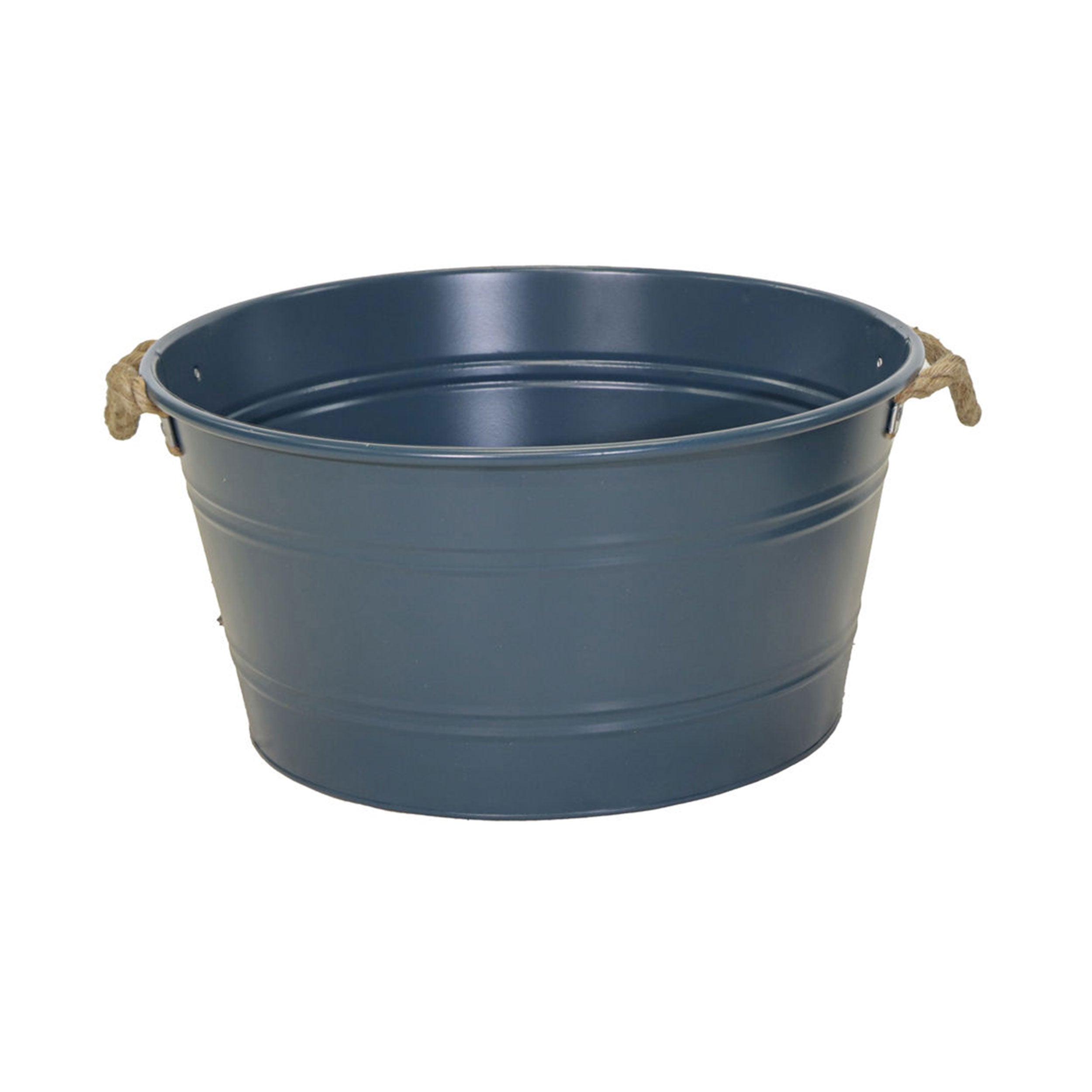 Pflanztopf "Beat" rund aus Metall mit Kordelgriffen | Dekorativer Blumentopf | Pflanzwanne robust & vielseitig in 4 Farben und Größen