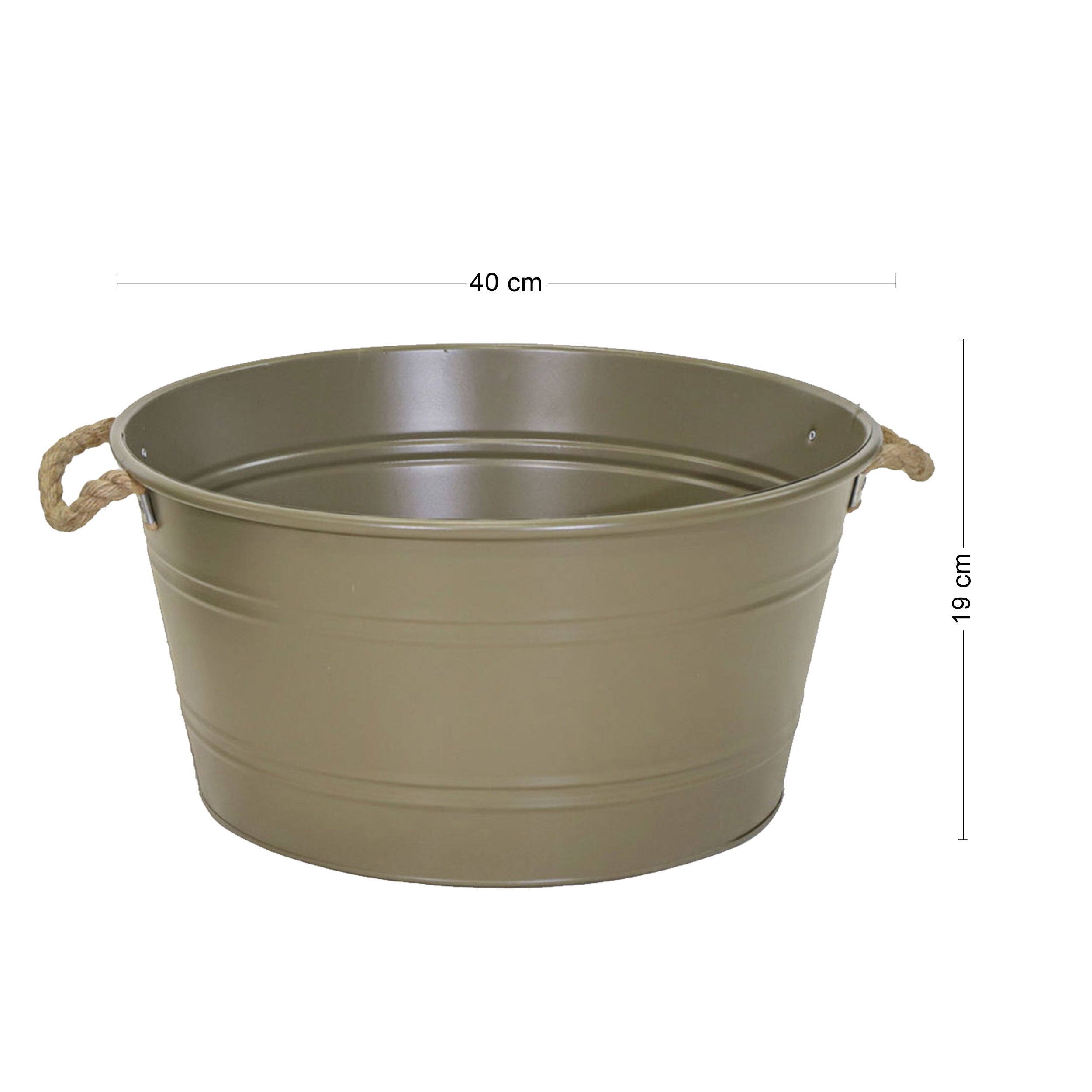 Pflanztopf "Beat" rund aus Metall mit Kordelgriffen | Dekorativer Blumentopf | Pflanzwanne robust & vielseitig in 4 Farben und Größen