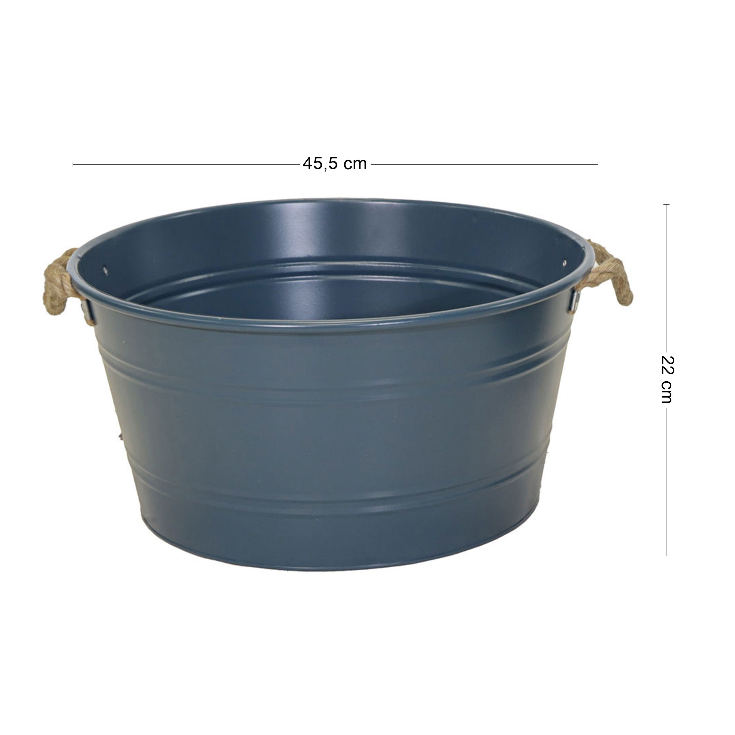 Pflanztopf "Beat" rund aus Metall mit Kordelgriffen | Dekorativer Blumentopf | Pflanzwanne robust & vielseitig in 4 Farben und Größen