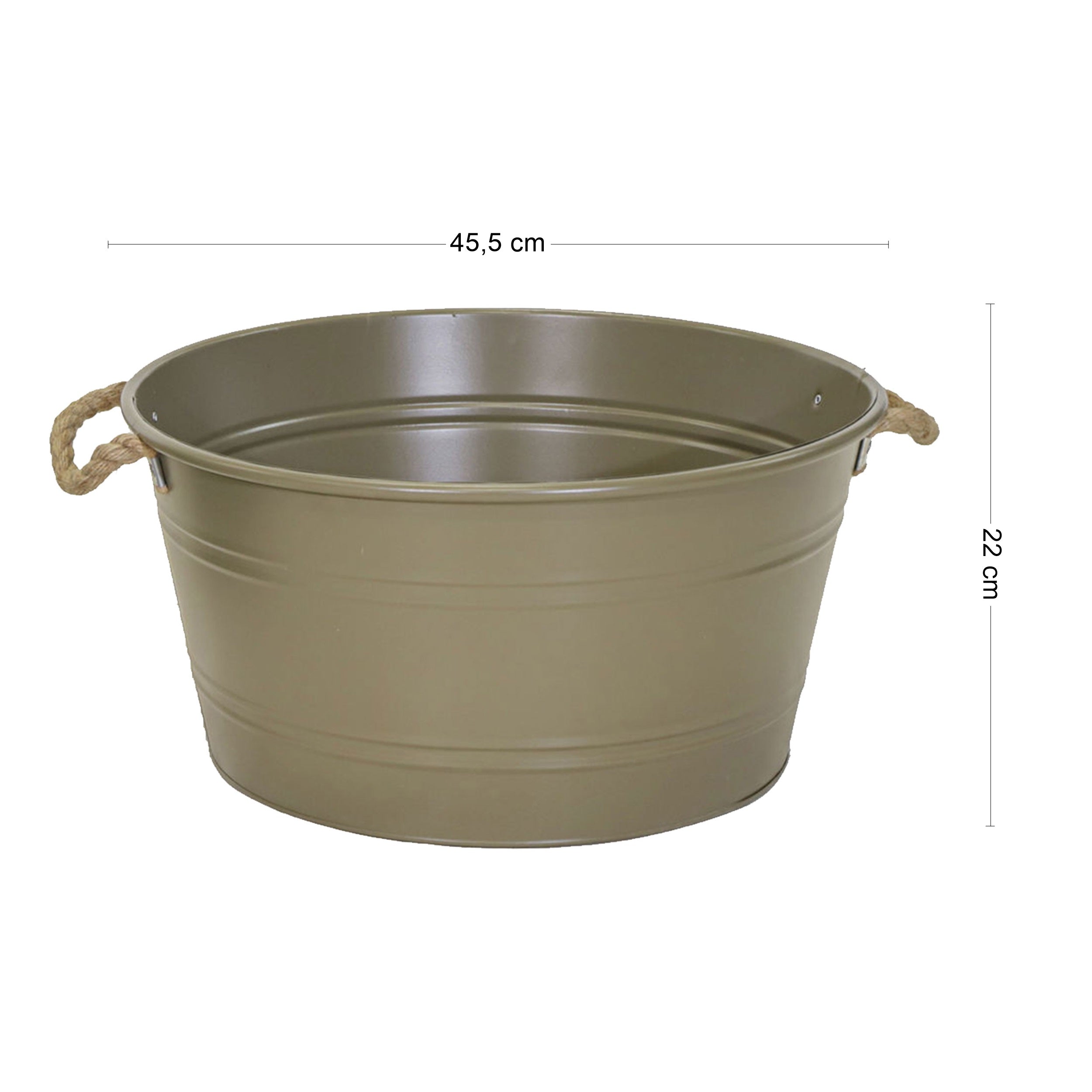 Pflanztopf "Beat" rund aus Metall mit Kordelgriffen | Dekorativer Blumentopf | Pflanzwanne robust & vielseitig in 4 Farben und Größen
