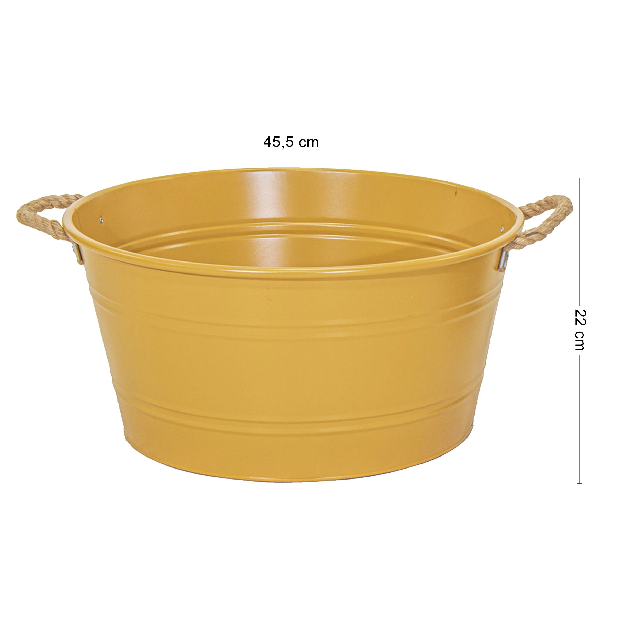 Pflanztopf "Beat" rund aus Metall mit Kordelgriffen | Dekorativer Blumentopf | Pflanzwanne robust & vielseitig in 4 Farben und Größen