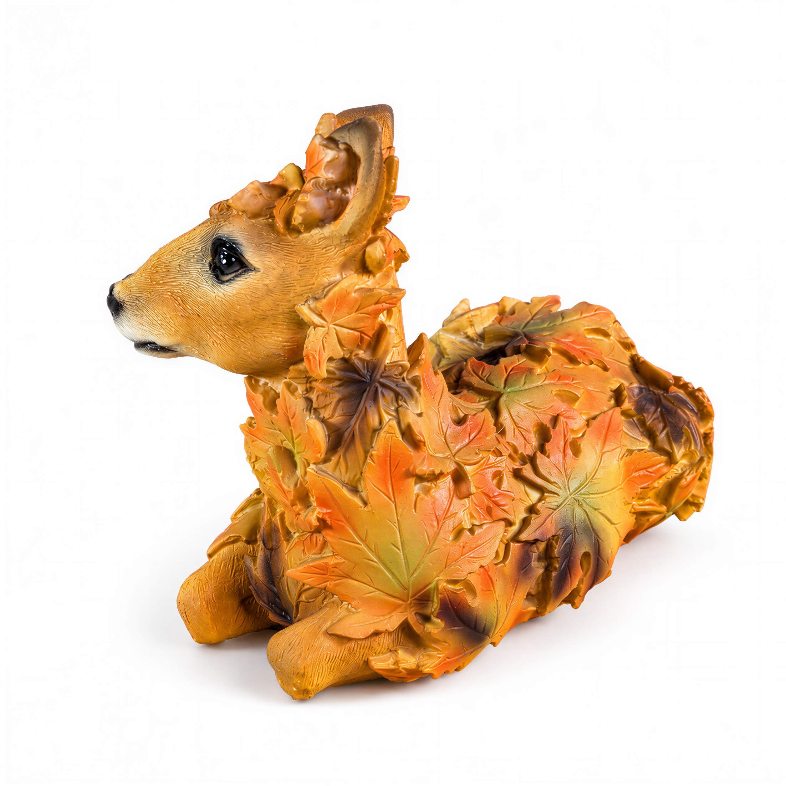 Tierfiguren Eule Reh Igel Eichhörnchen Figur mit Blätterdeko für Haus und Garten