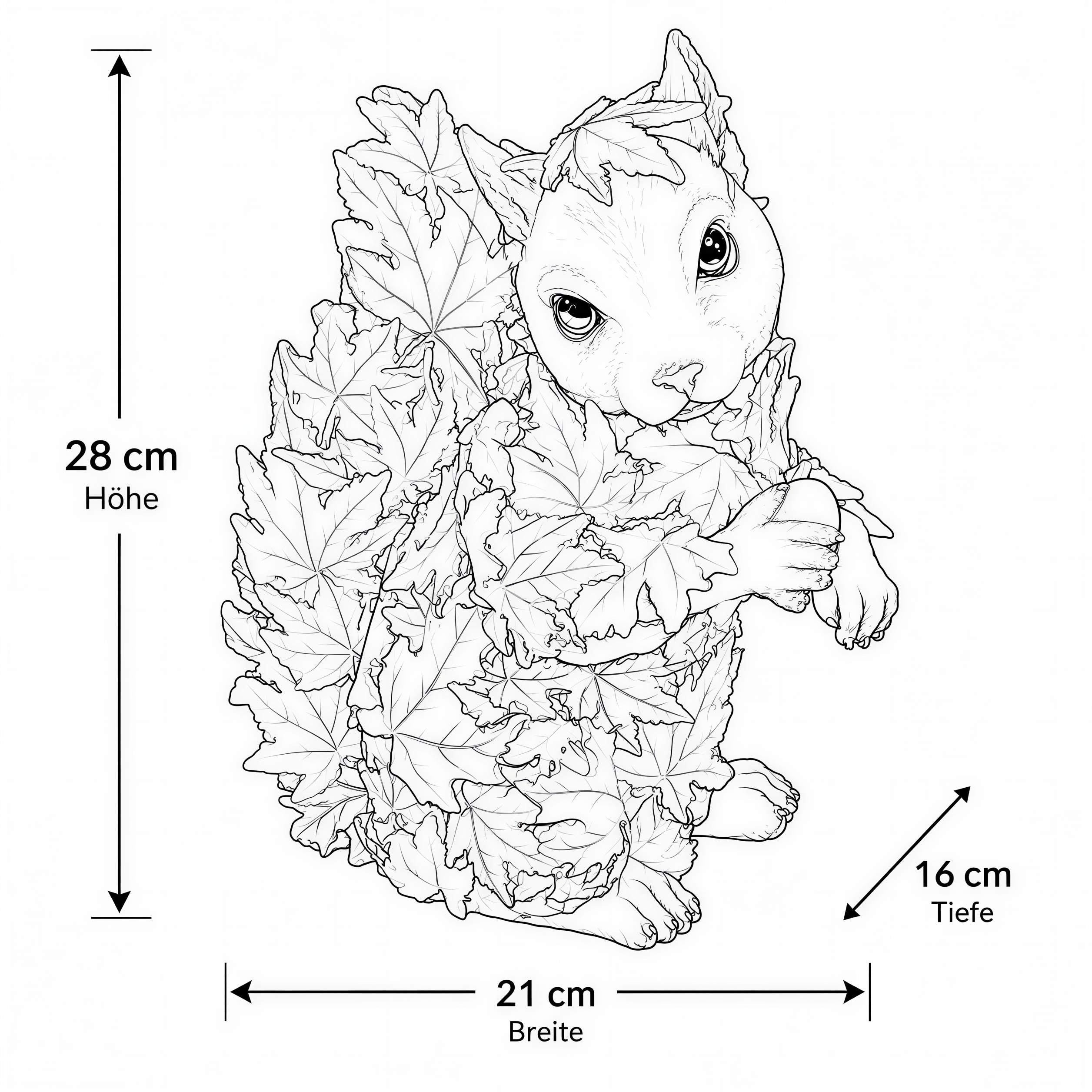 Tierfiguren Eule Reh Igel Eichhörnchen Figur mit Blätterdeko für Haus und Garten