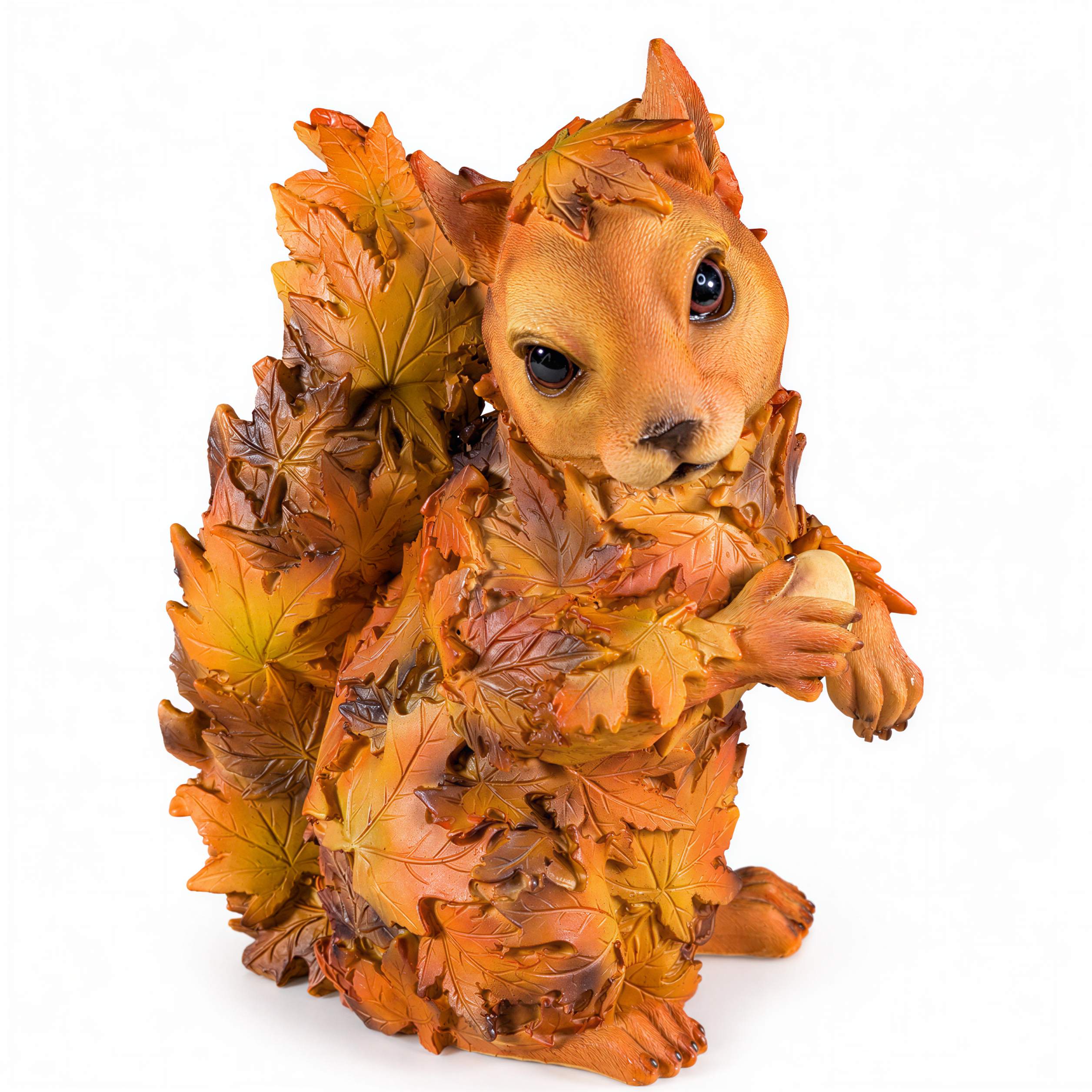 Tierfiguren Eule Reh Igel Eichhörnchen Figur mit Blätterdeko für Haus und Garten