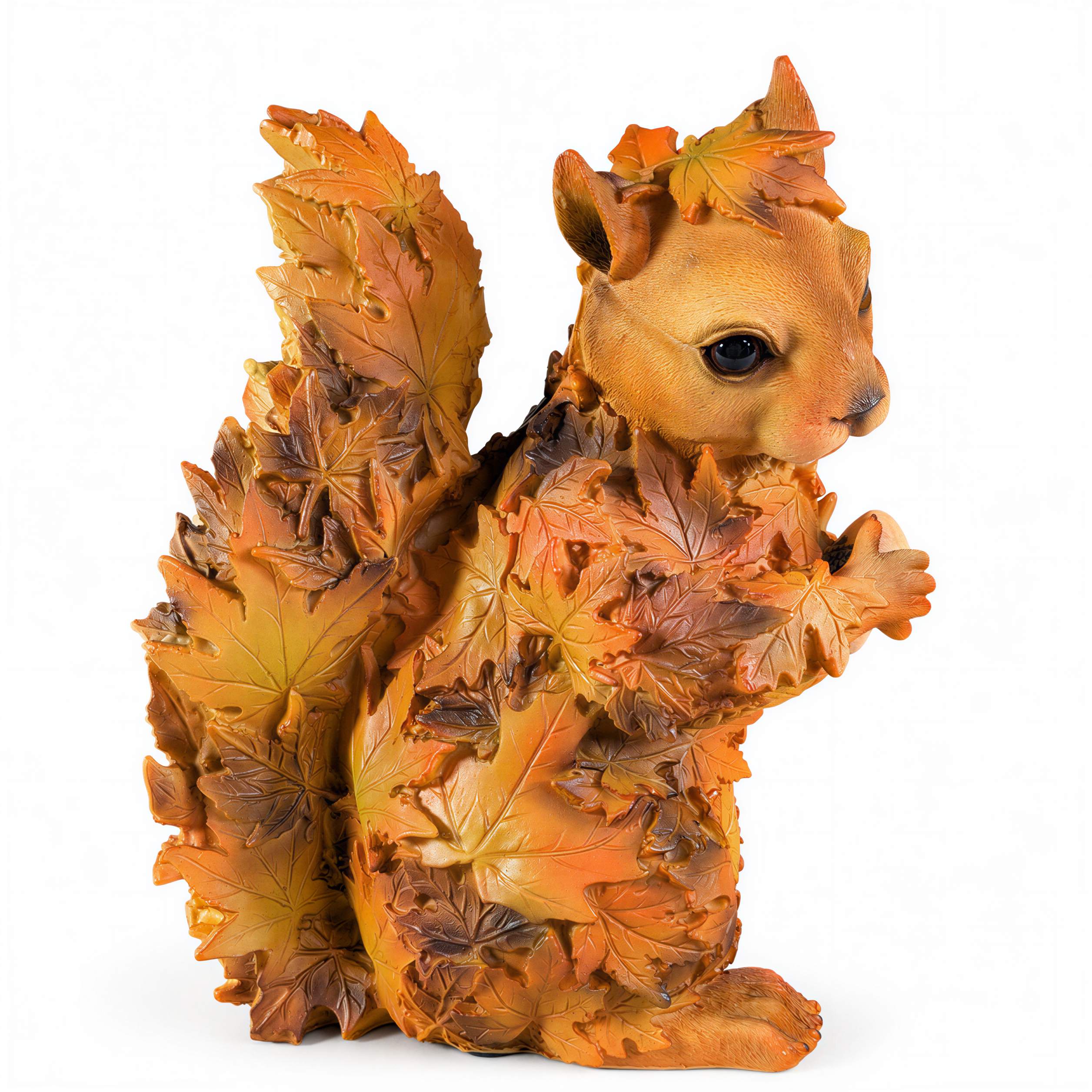 Tierfiguren Eule Reh Igel Eichhörnchen Figur mit Blätterdeko für Haus und Garten
