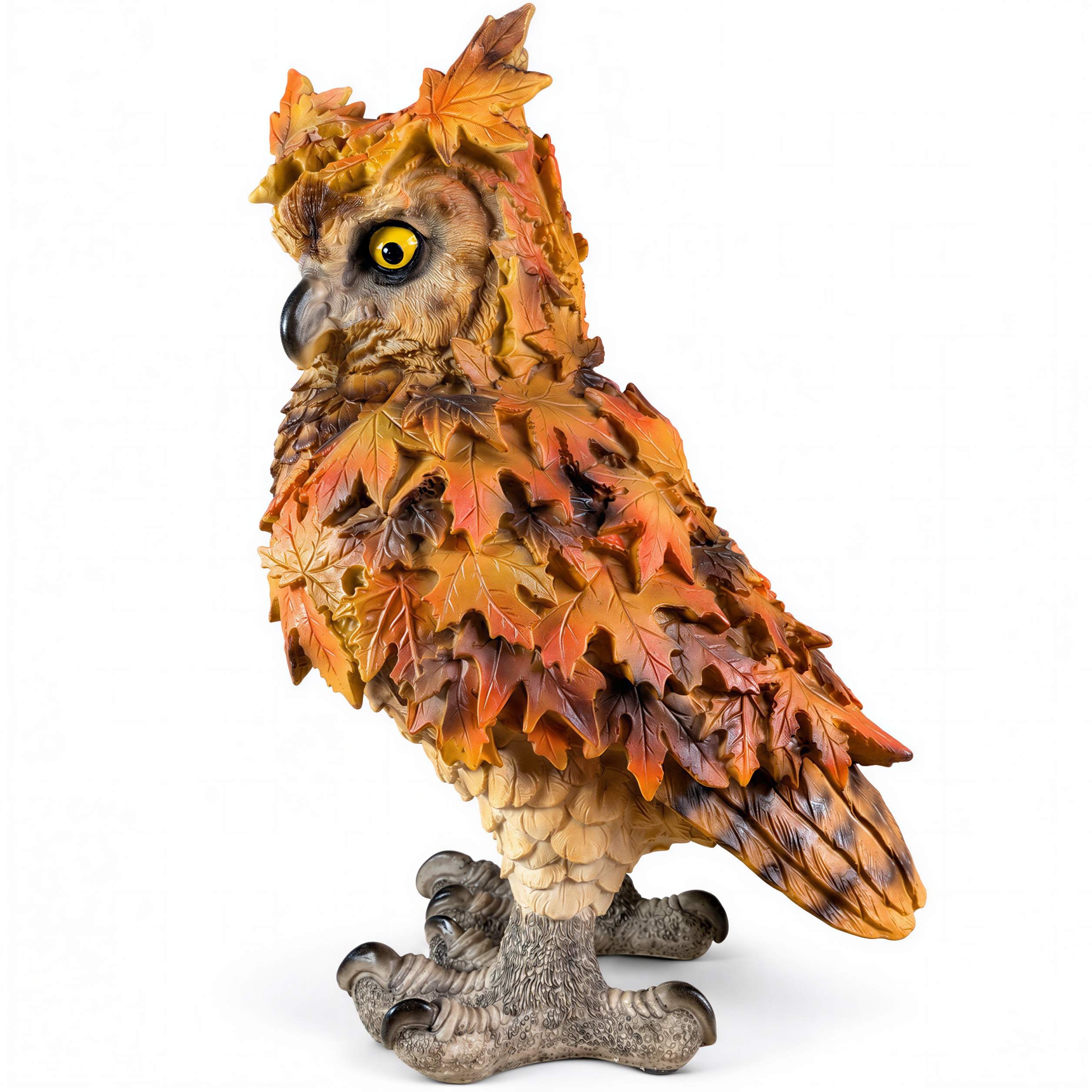 Tierfiguren Eule Reh Igel Eichhörnchen Figur mit Blätterdeko für Haus und Garten