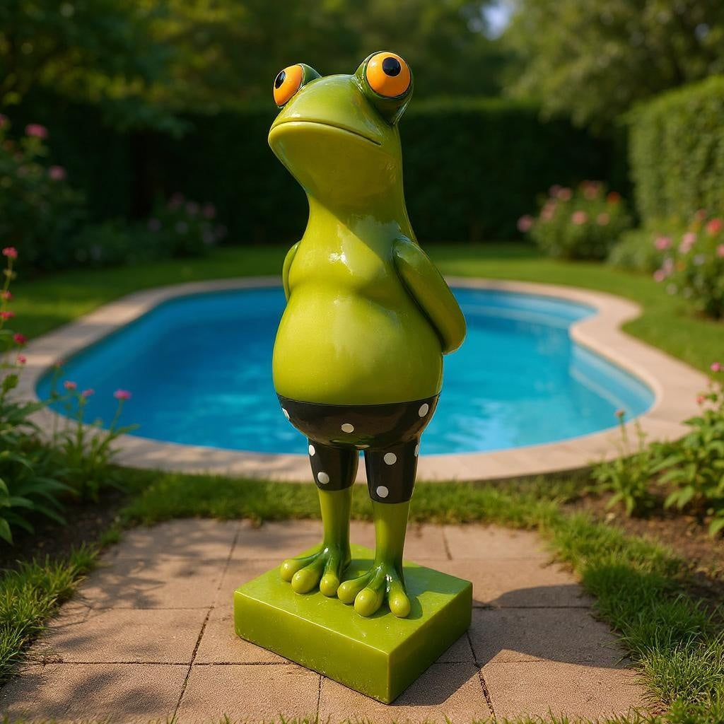 Frosch Dekofigur lustiger Badefrosch 44 cm grün Gartenfigur Frosch Froschfigur Pooldeko