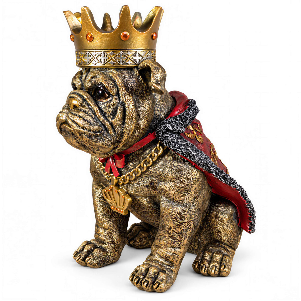 Bulldogge Figur mit Krone Urban Royals Deko Hundefigur handbemalt schwarz oder gold