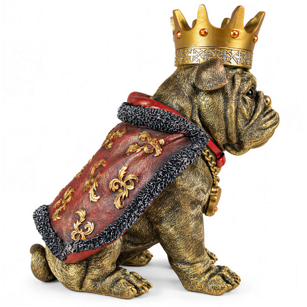 Bulldogge Figur mit Krone Urban Royals Deko Hundefigur handbemalt schwarz oder gold